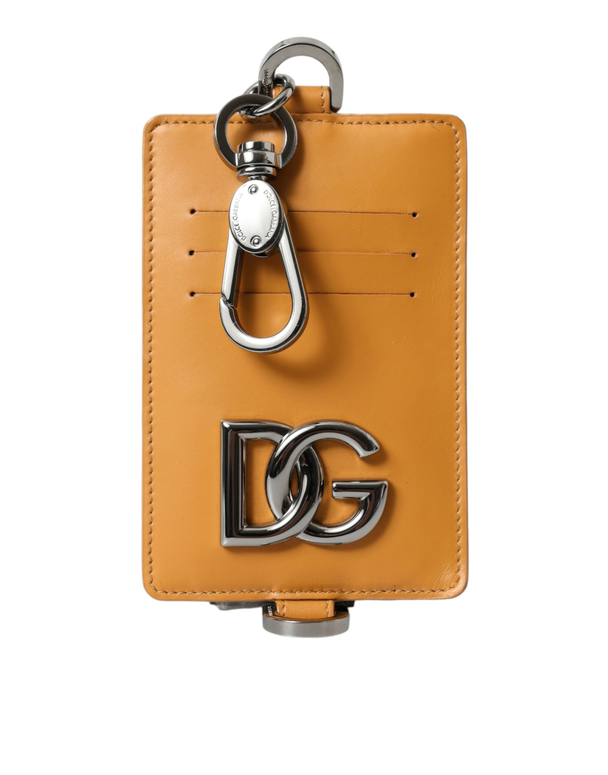 Orange Calf Leather Credit Card Holder Clip On Wallet - ventzia