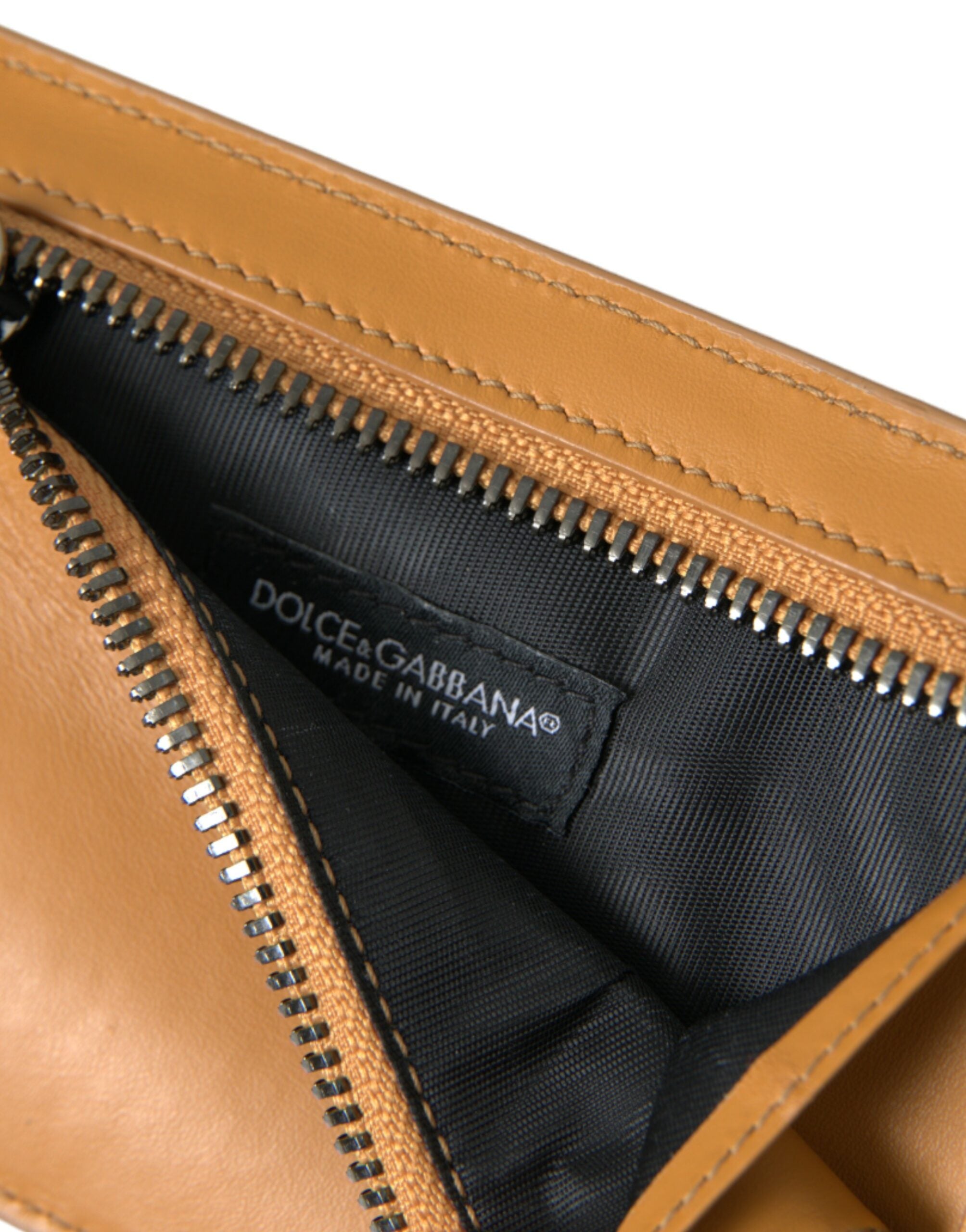 Orange Calf Leather Credit Card Holder Clip On Wallet - ventzia