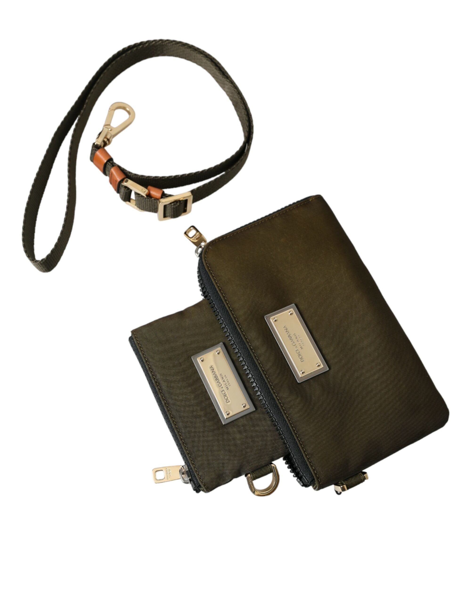 Dark Green Nylon Logo Multifunctional Kit 2 Pcs Set Bags - ventzia