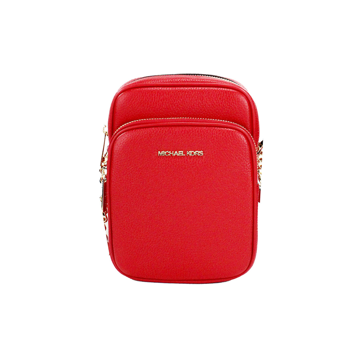 Jet Set Bright Red Pebbled Leather North South Chain Crossbody Bag - ventzia