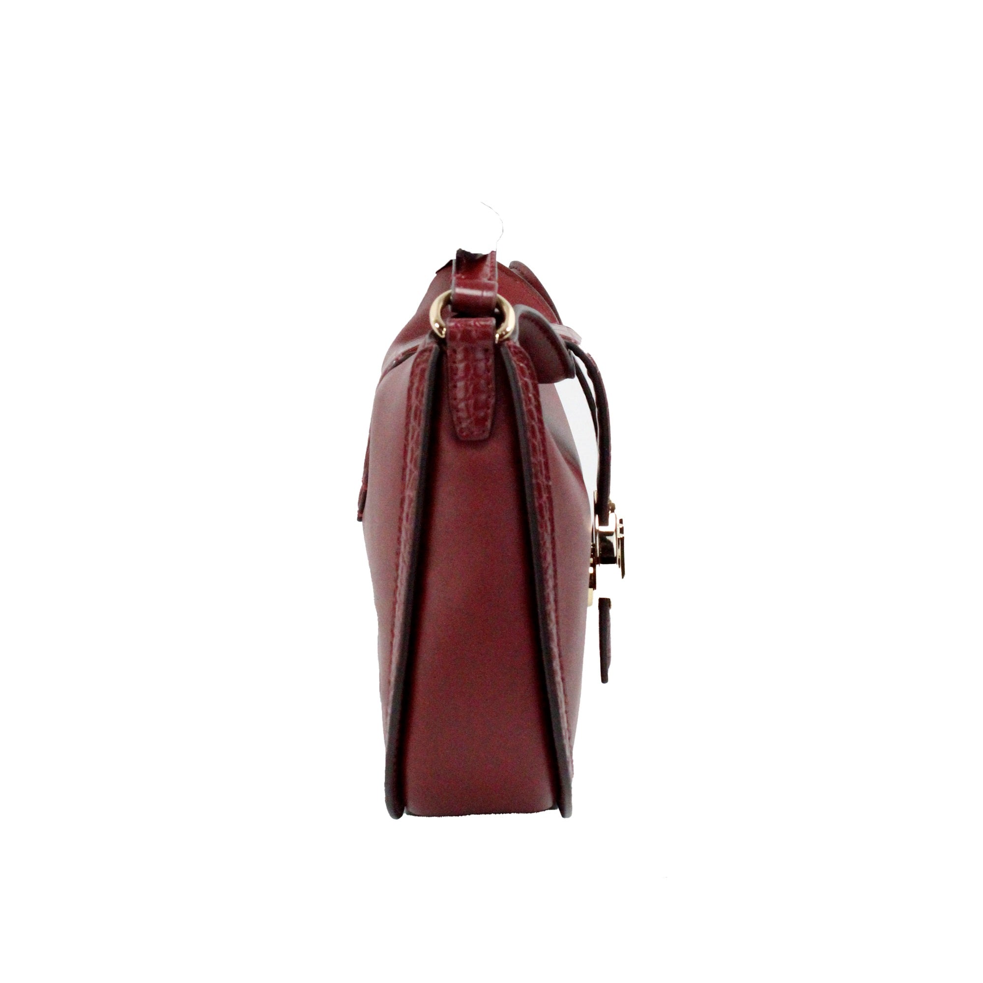 Gabby Small Dark Cherry Leather Foldover Hobo Crossbody Bag - ventzia