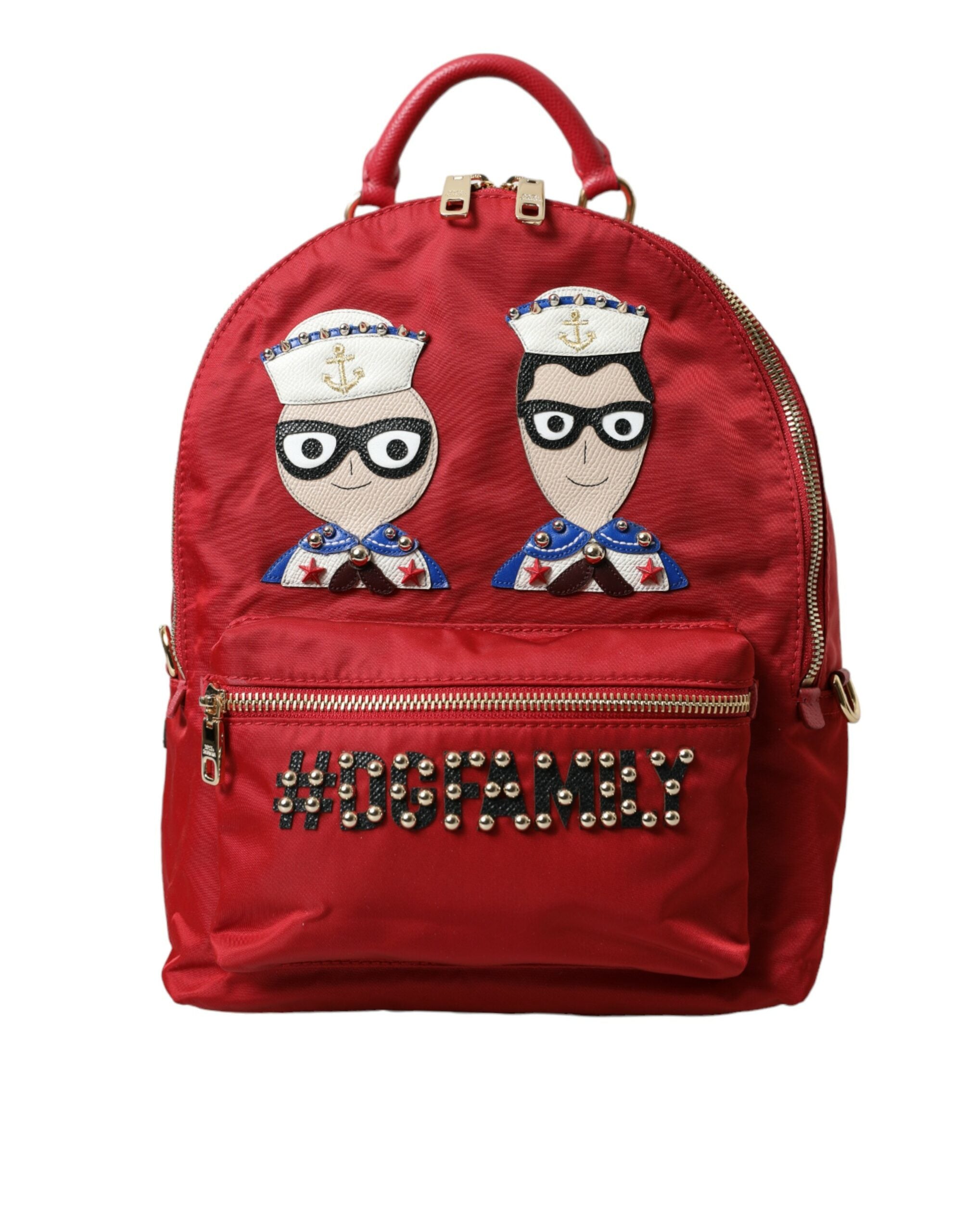 Red #DGFAMILY Embellished Backpack VULCANO Bag - ventzia