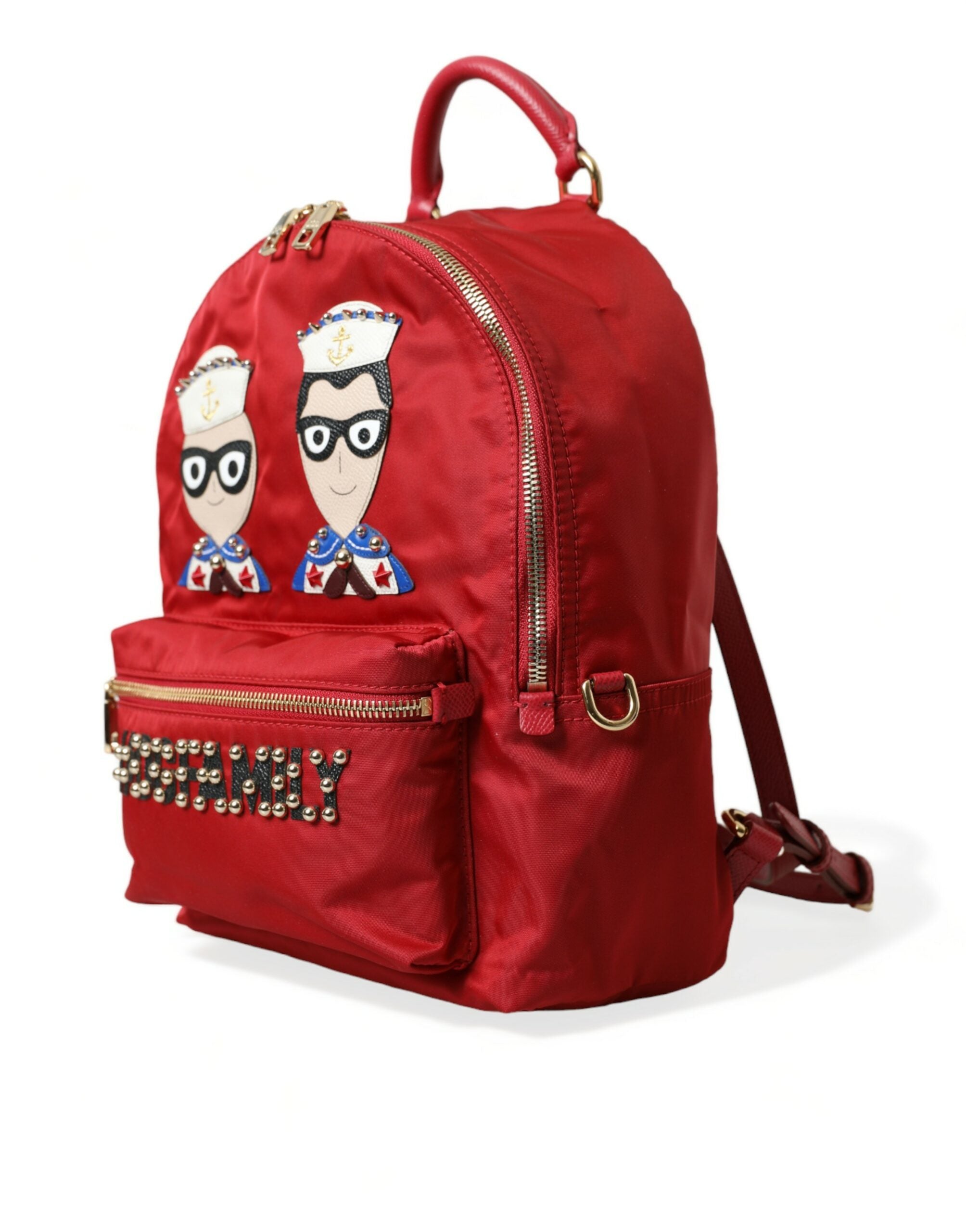 Red #DGFAMILY Embellished Backpack VULCANO Bag - ventzia