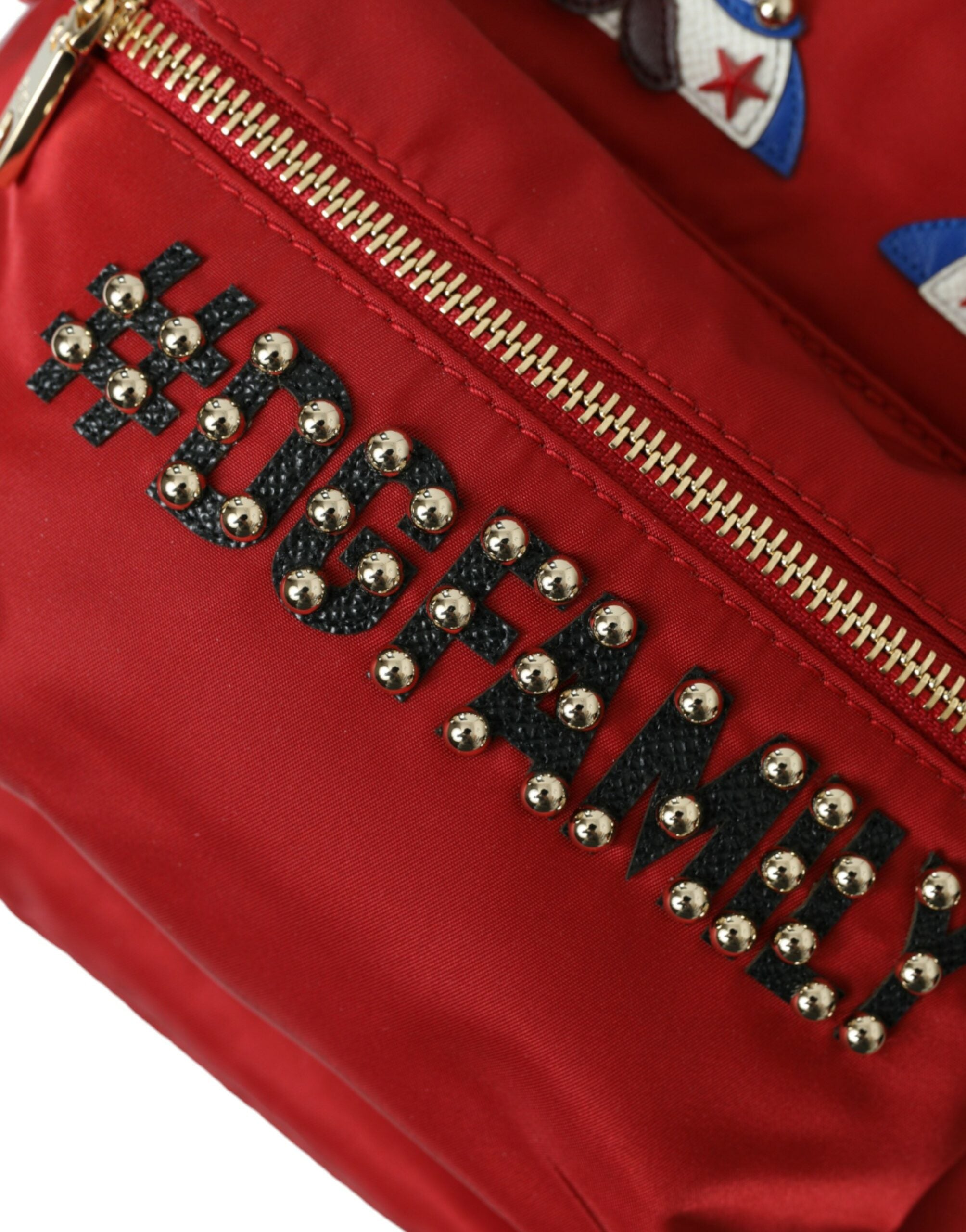 Red #DGFAMILY Embellished Backpack VULCANO Bag - ventzia