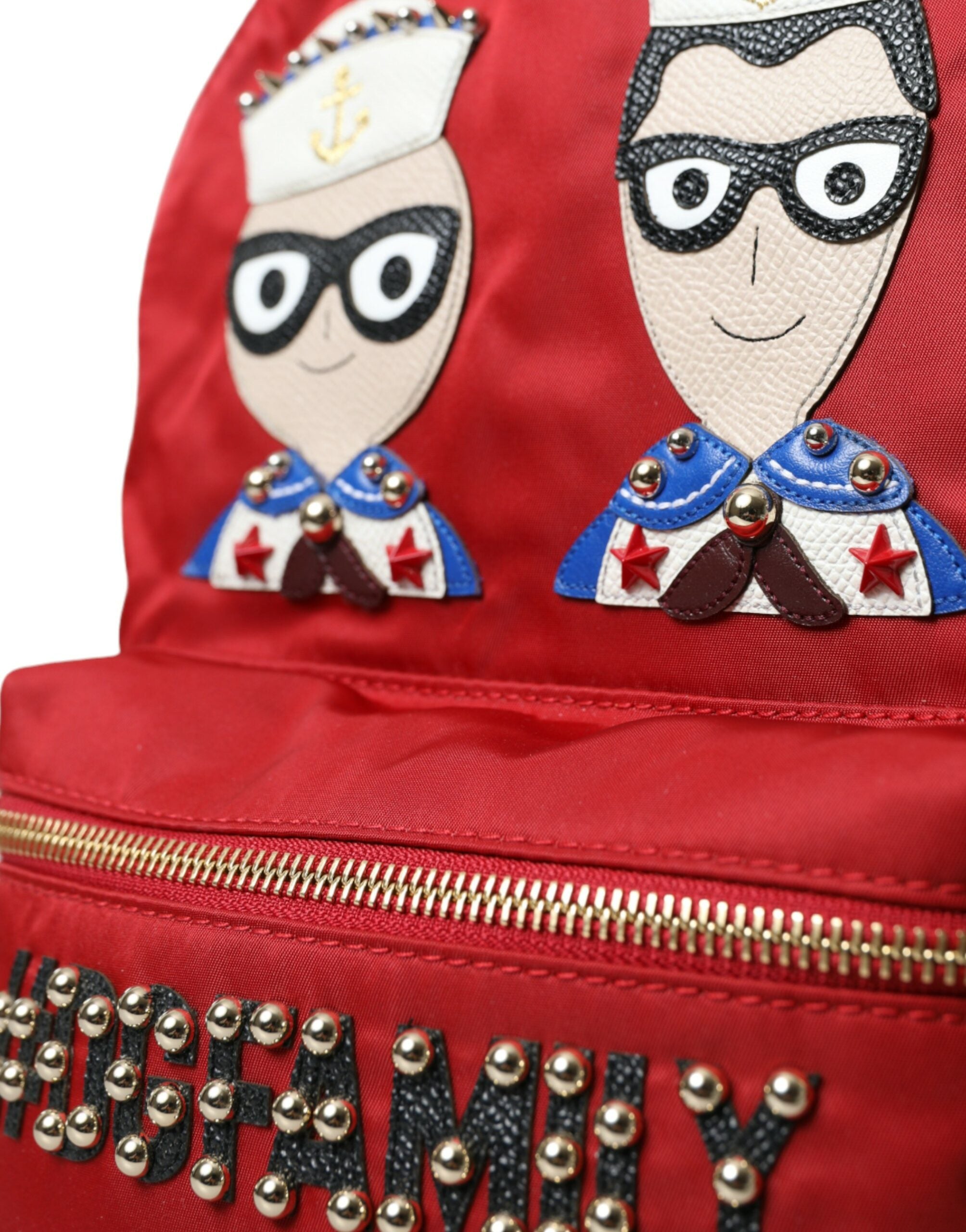 Red #DGFAMILY Embellished Backpack VULCANO Bag - ventzia