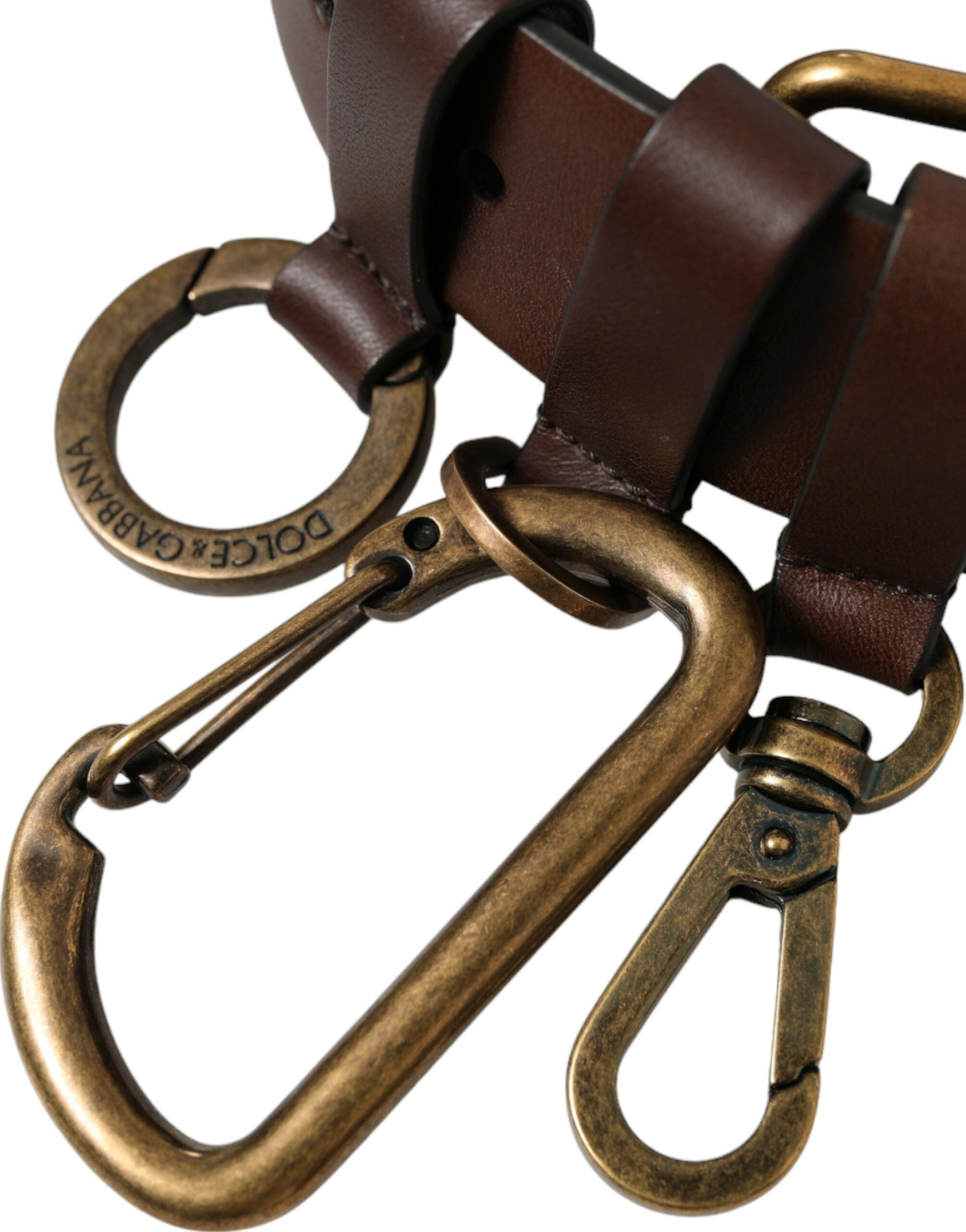Brown Calf Leather Gold Metal Buckle Belt - ventzia