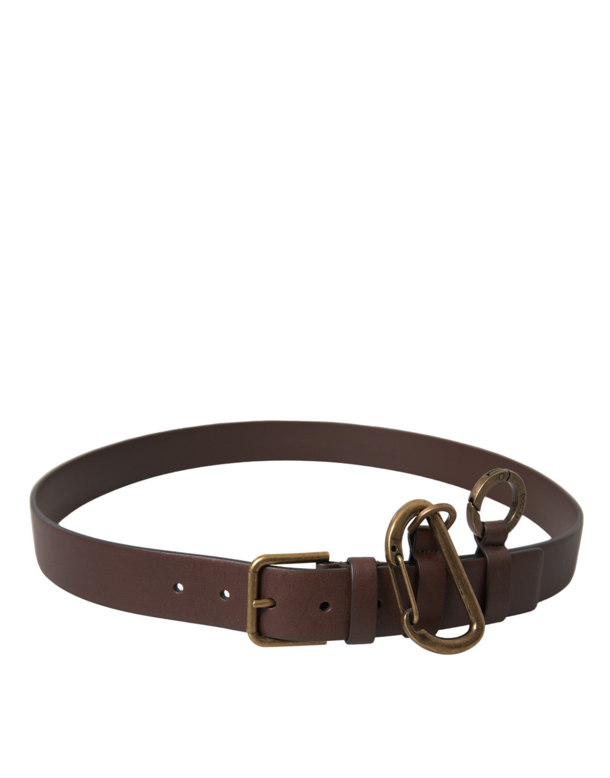 Brown Calf Leather Gold Metal Buckle Belt - ventzia