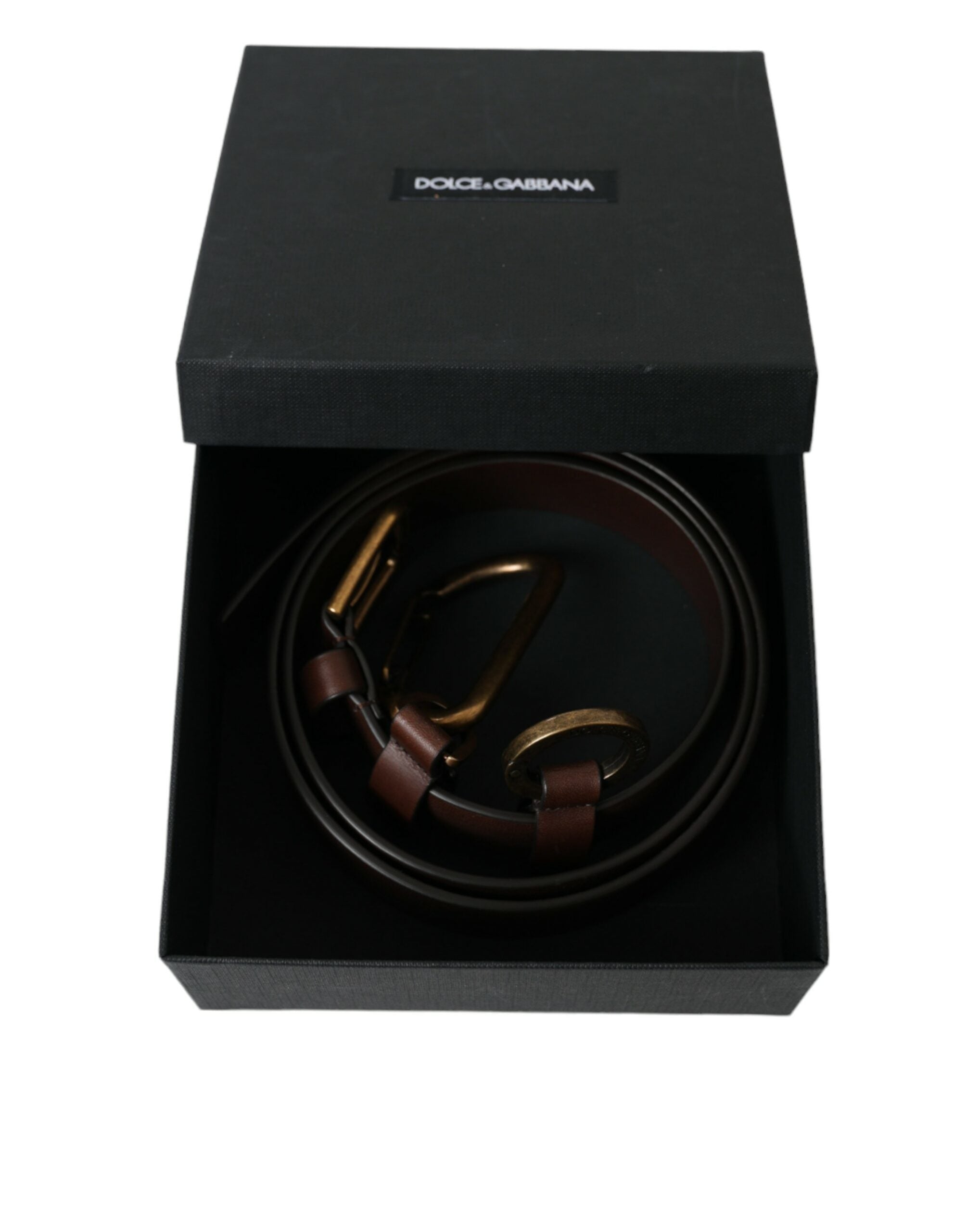 Brown Calf Leather Gold Metal Buckle Belt - ventzia