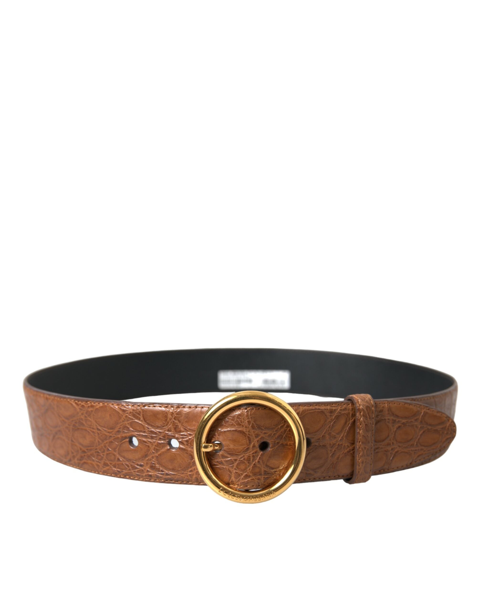 Brown Exotic Leather Round Buckle Belt - ventzia