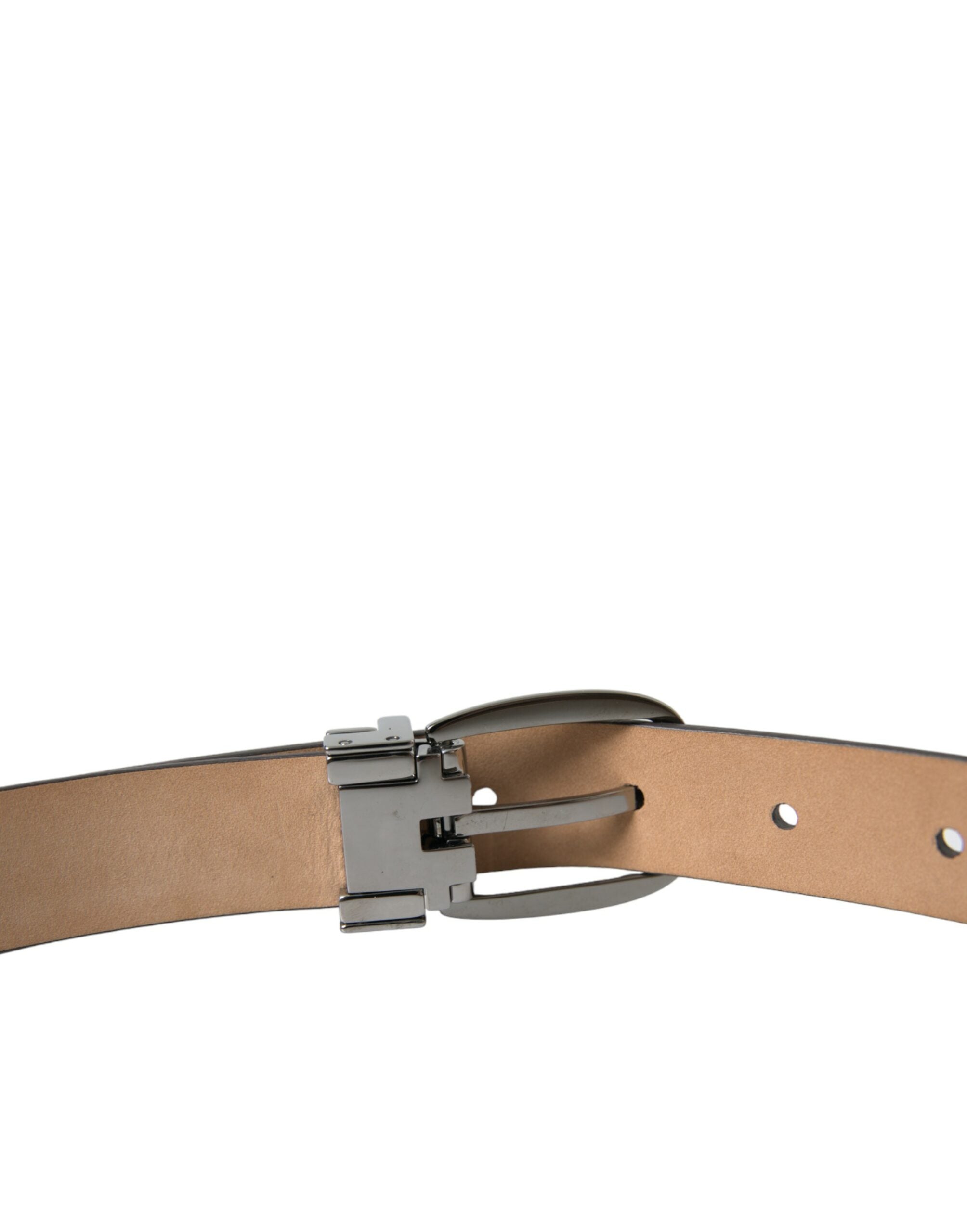 Dark Brown Leather Silver Metal Buckle Belt - ventzia