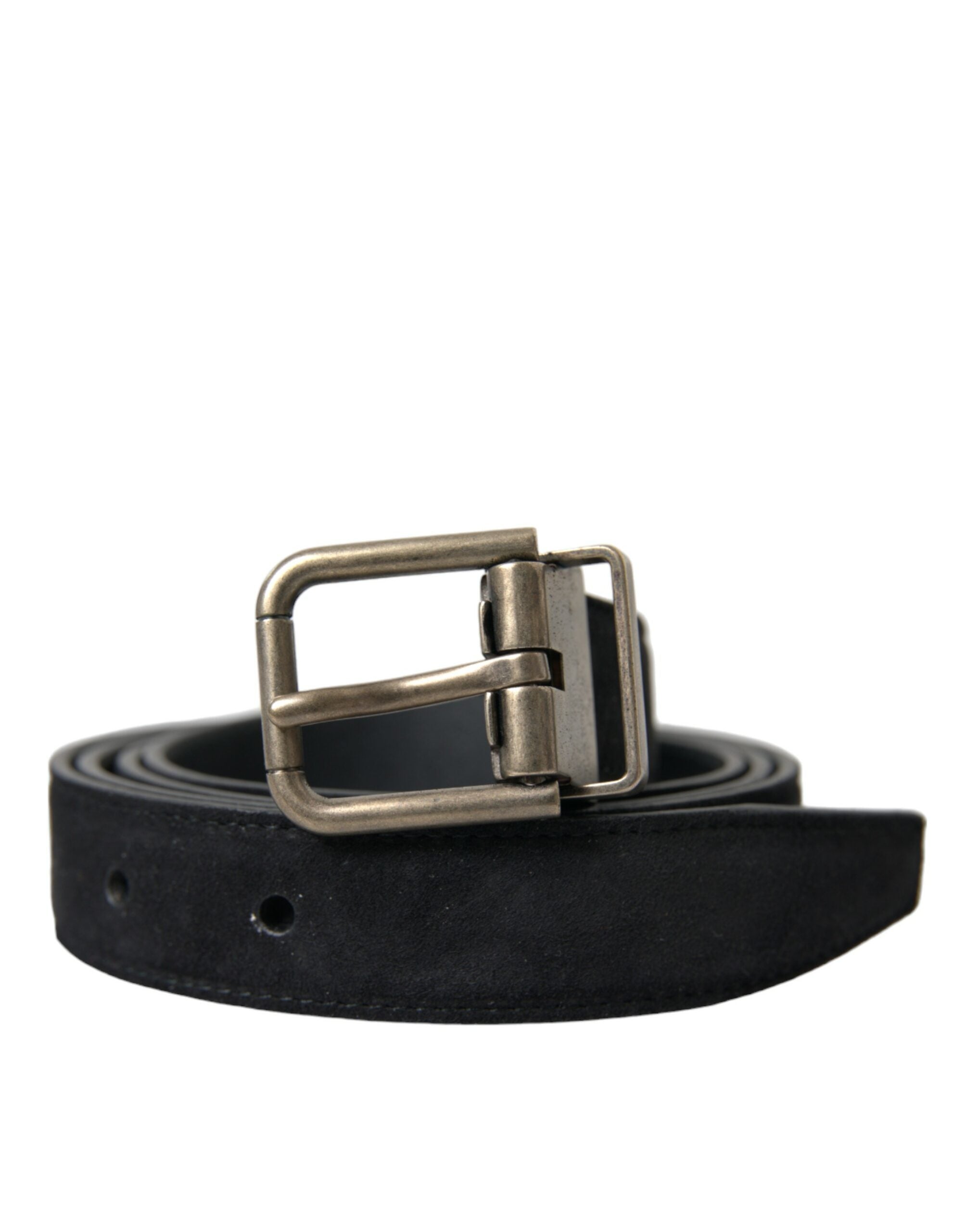 Black Goat Leather Antique Metal Buckle Belt - ventzia