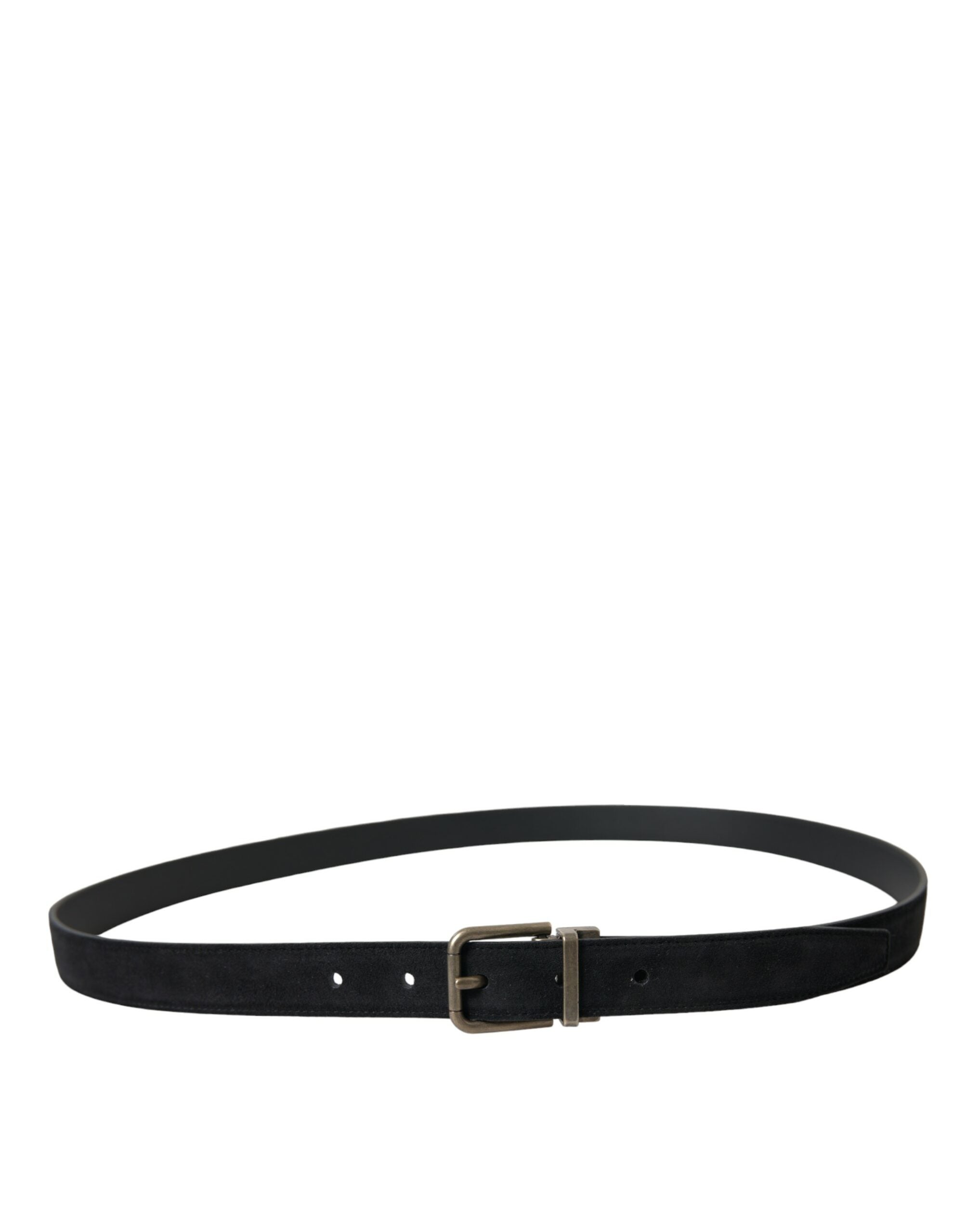 Black Goat Leather Antique Metal Buckle Belt - ventzia