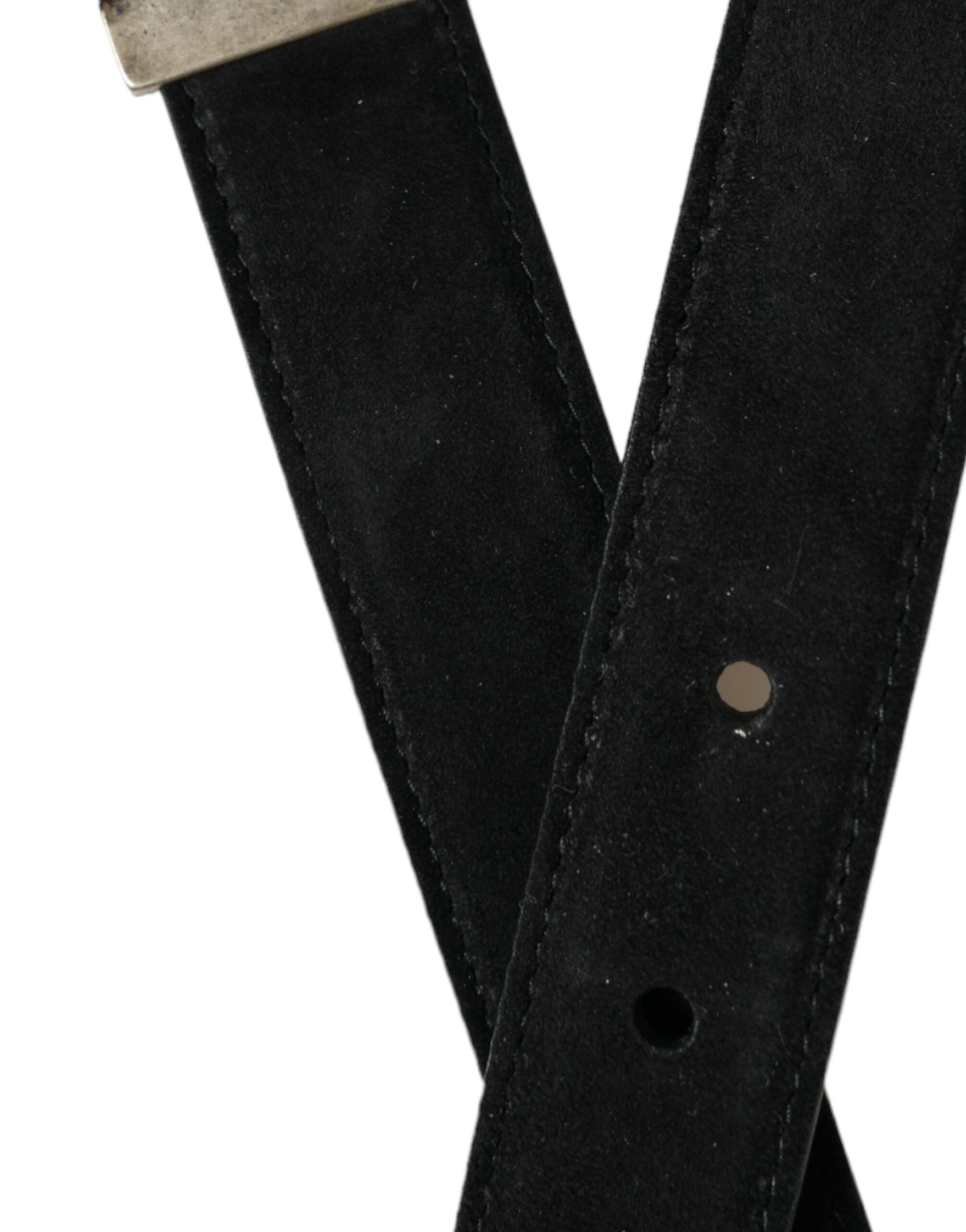 Black Goat Leather Antique Metal Buckle Belt - ventzia