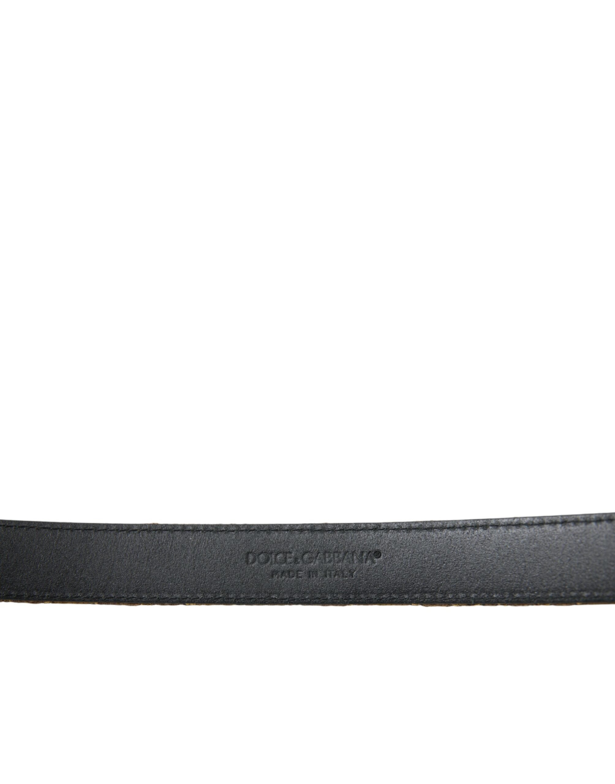 Gold Leather Jacquard Silver Metal Buckle Belt - ventzia