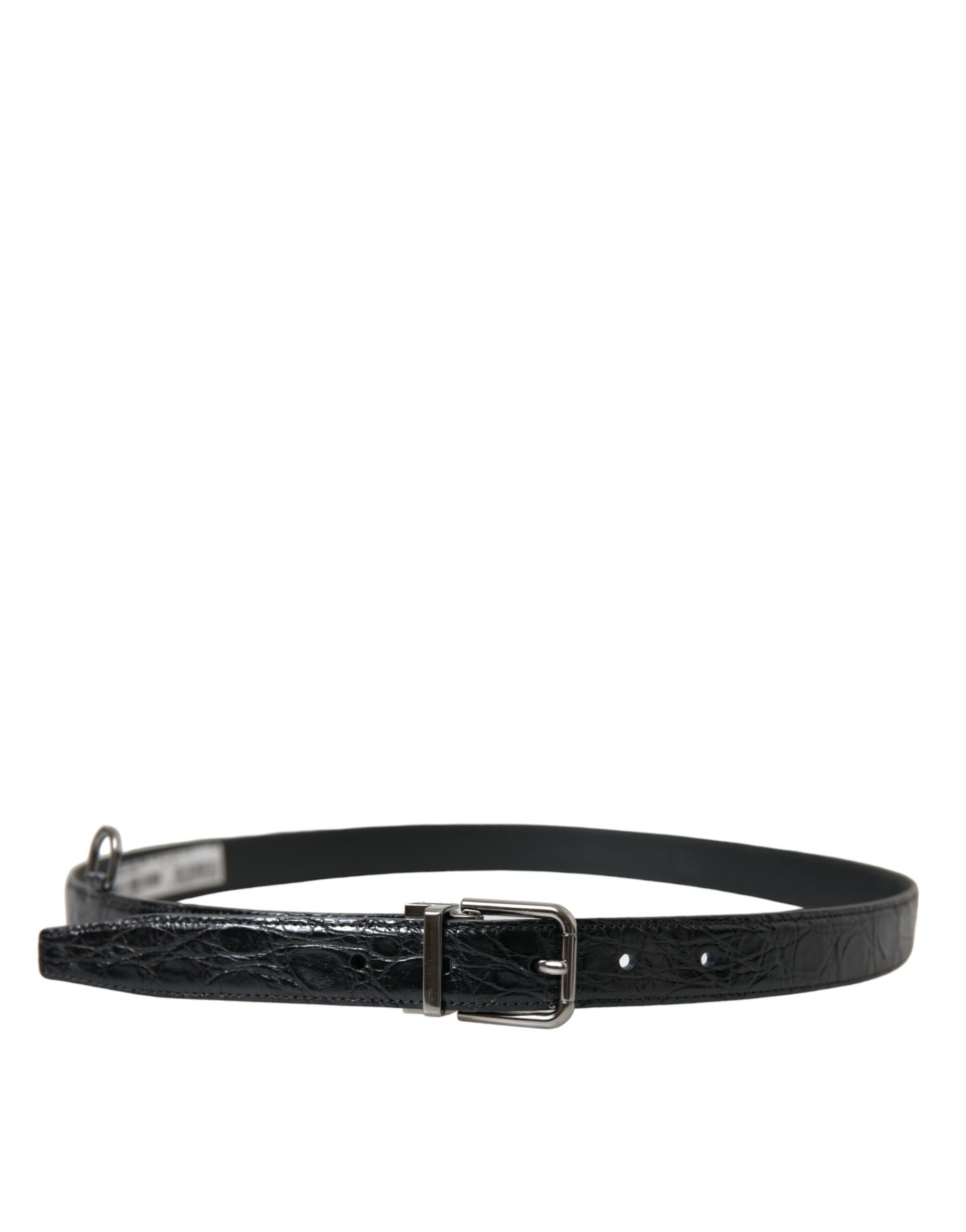 Black Leather Silver Metal Buckle Belt - ventzia