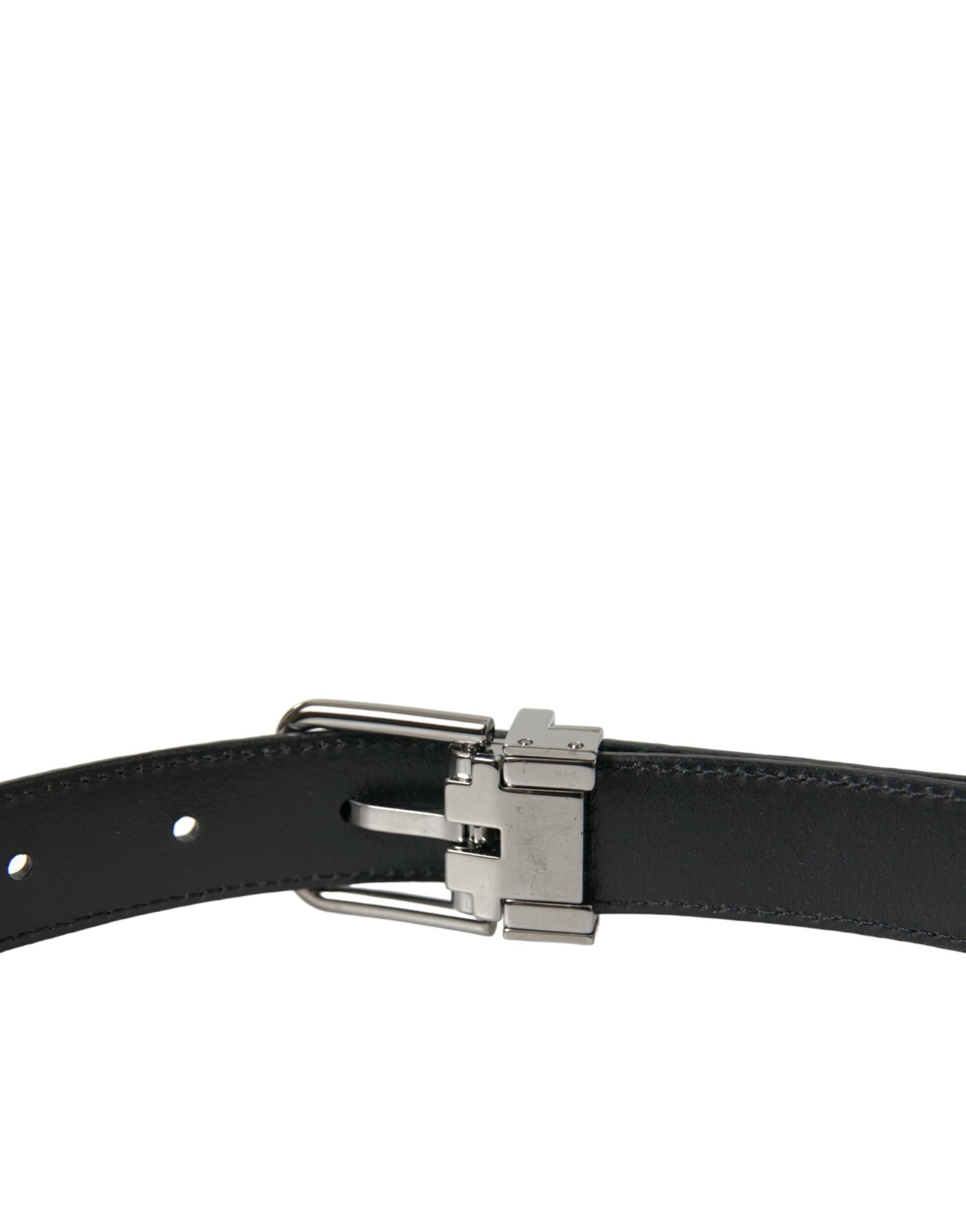 Black Leather Silver Metal Buckle Belt - ventzia