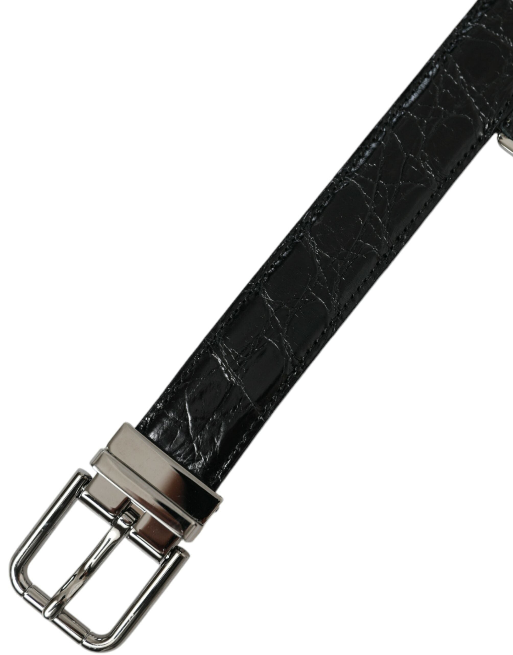 Black Leather Silver Metal Buckle Belt - ventzia