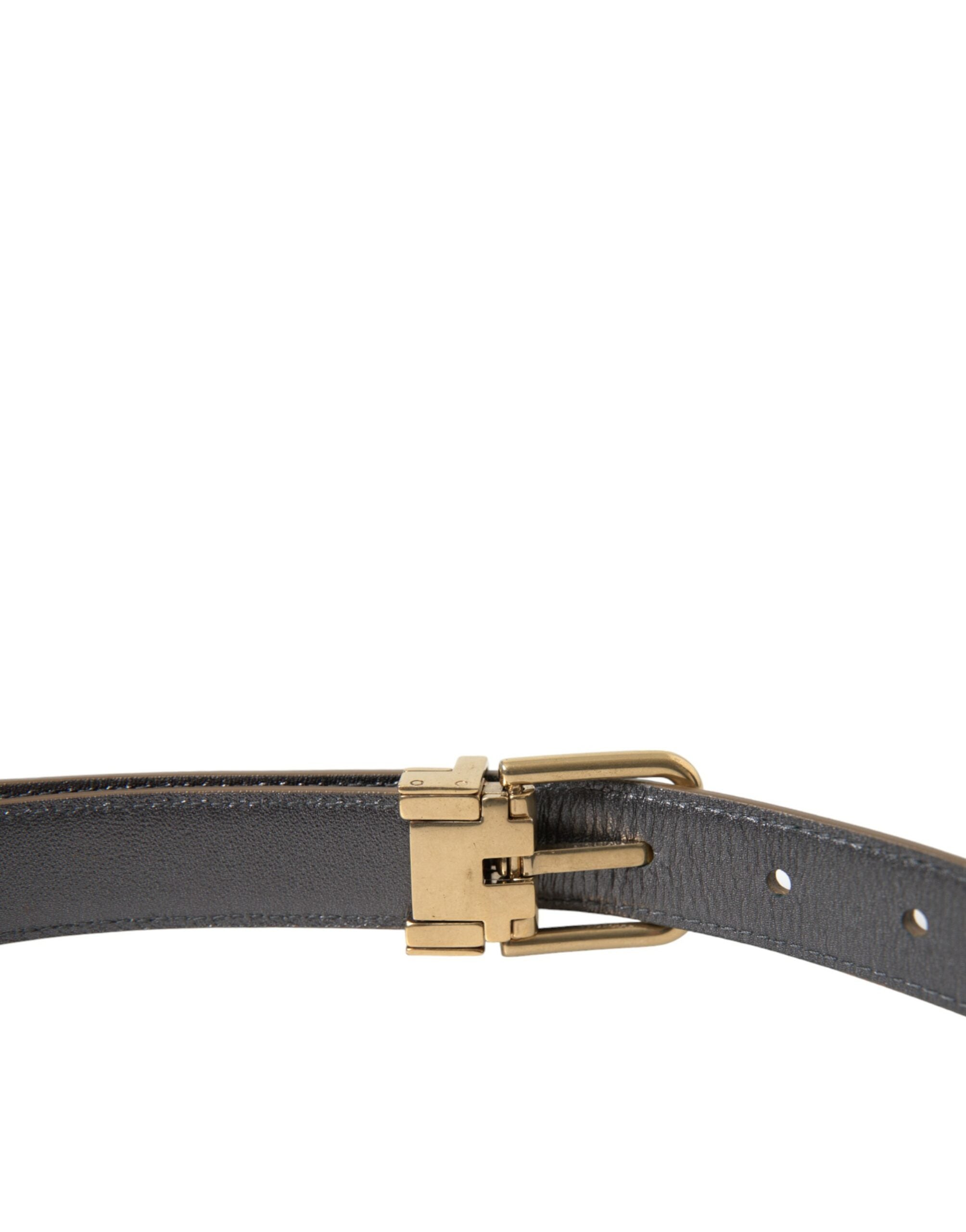 Metallic Gold Calf Leather Metal Buckle Belt - ventzia
