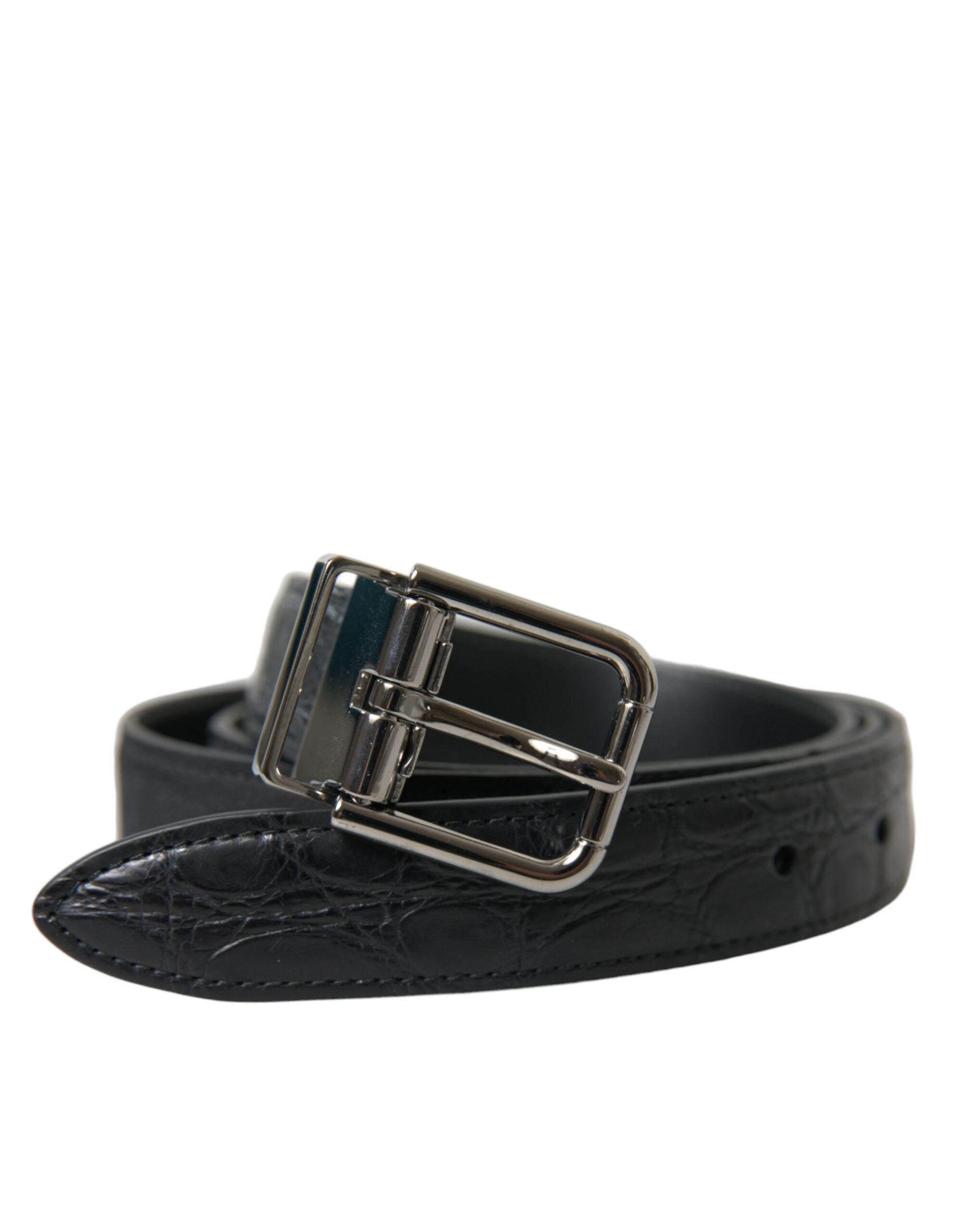 Black Leather Silver Metal Buckle Belt - ventzia