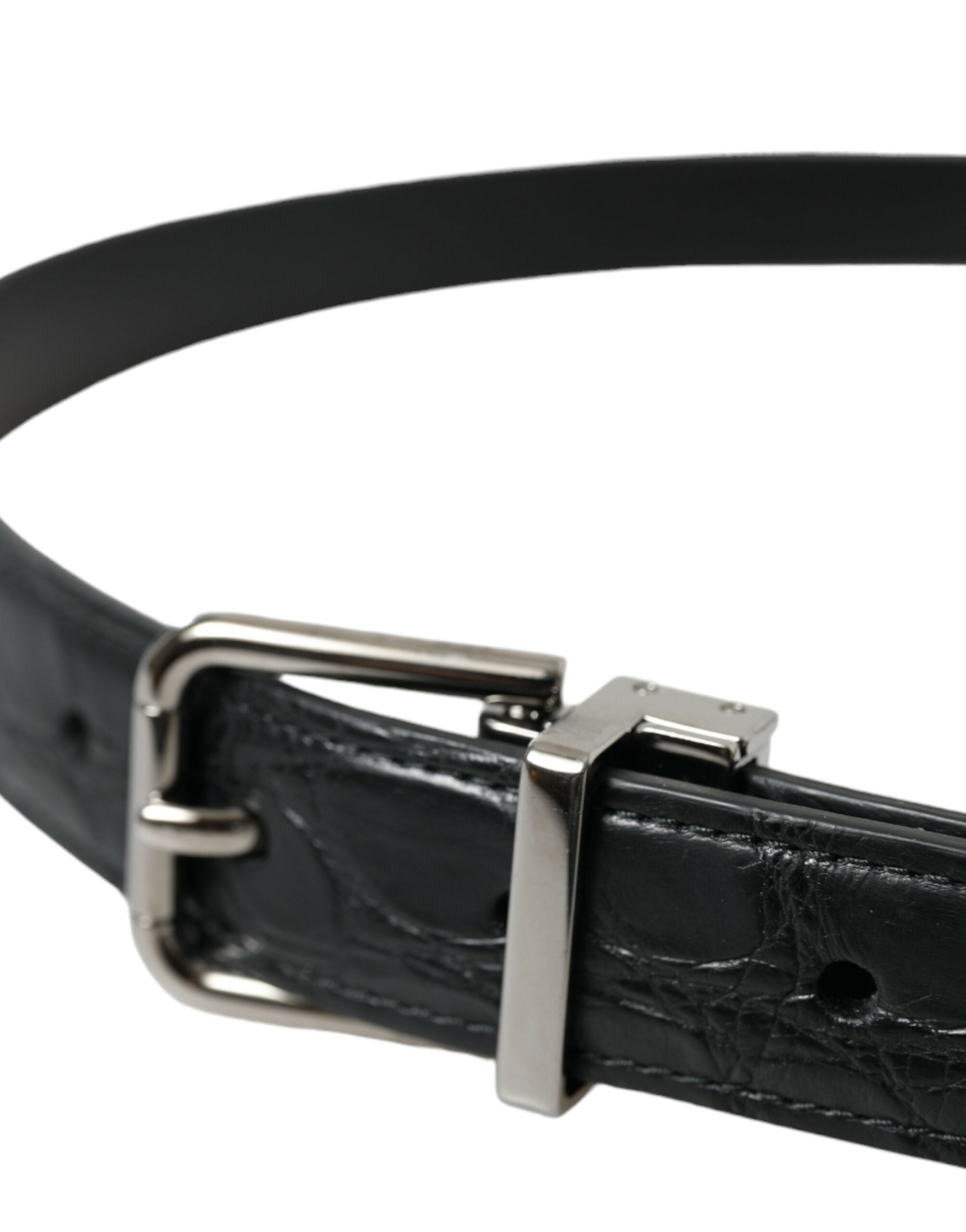 Black Leather Silver Metal Buckle Belt - ventzia
