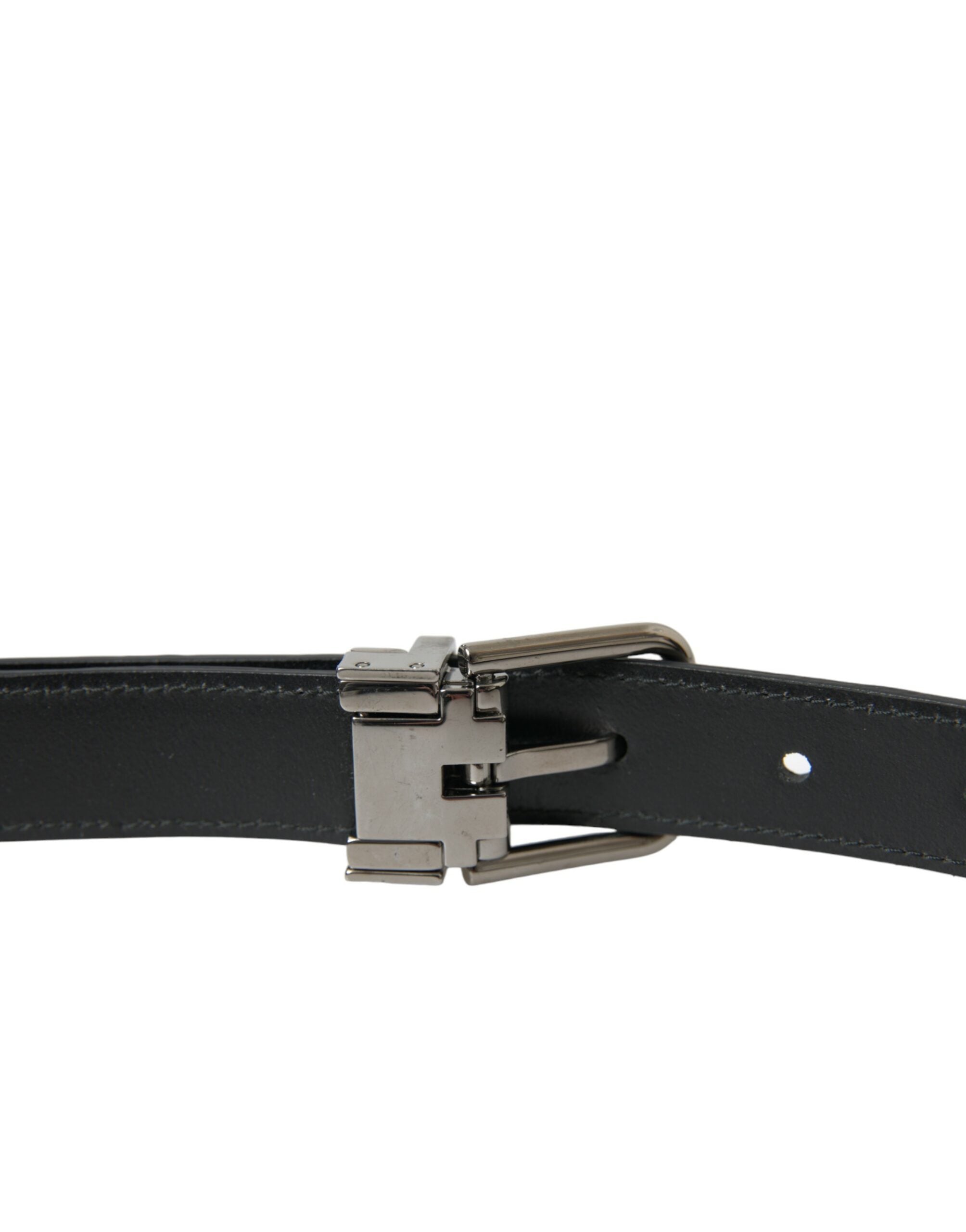 Black Leather Silver Metal Buckle Belt - ventzia