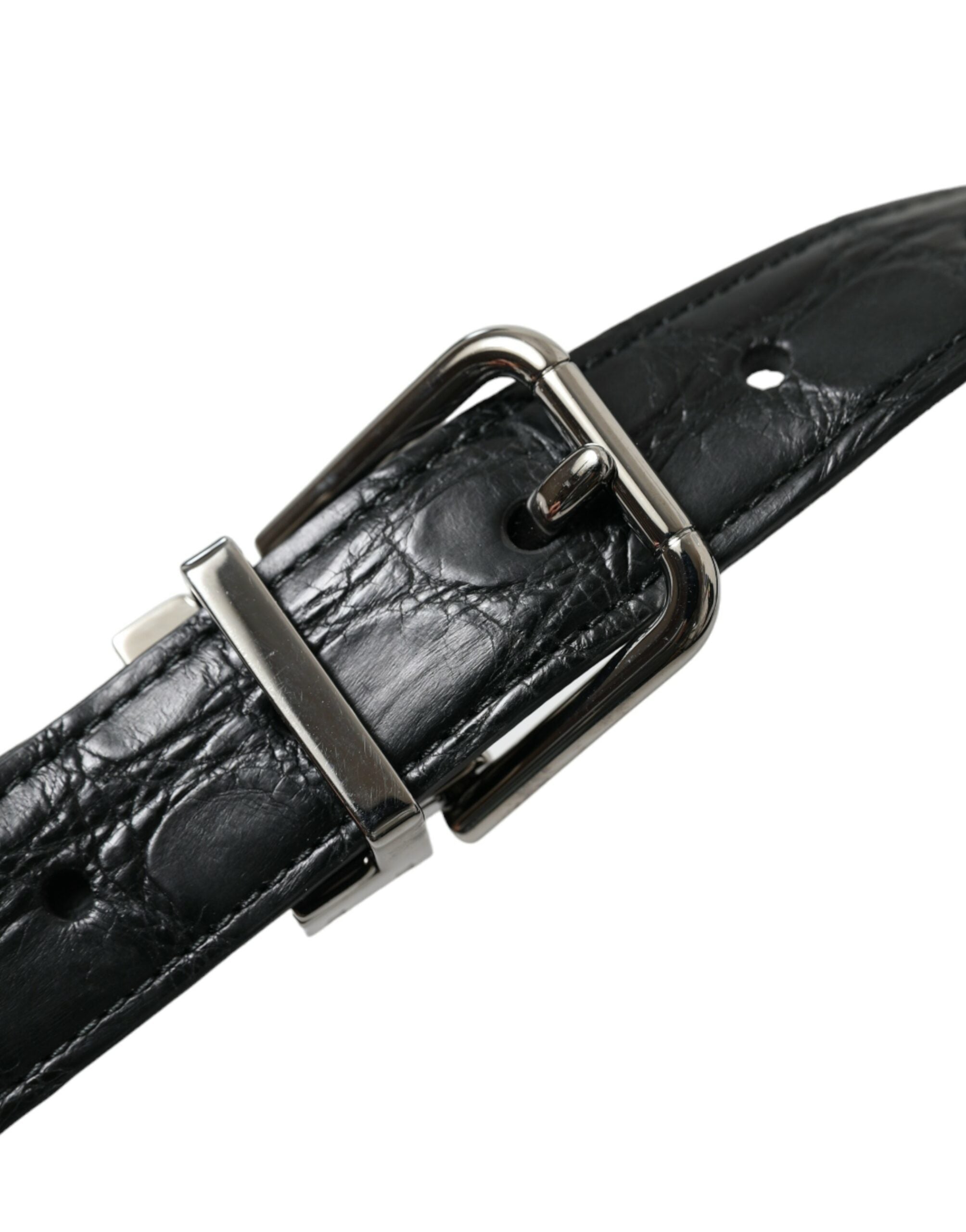 Black Leather Silver Metal Buckle Belt - ventzia