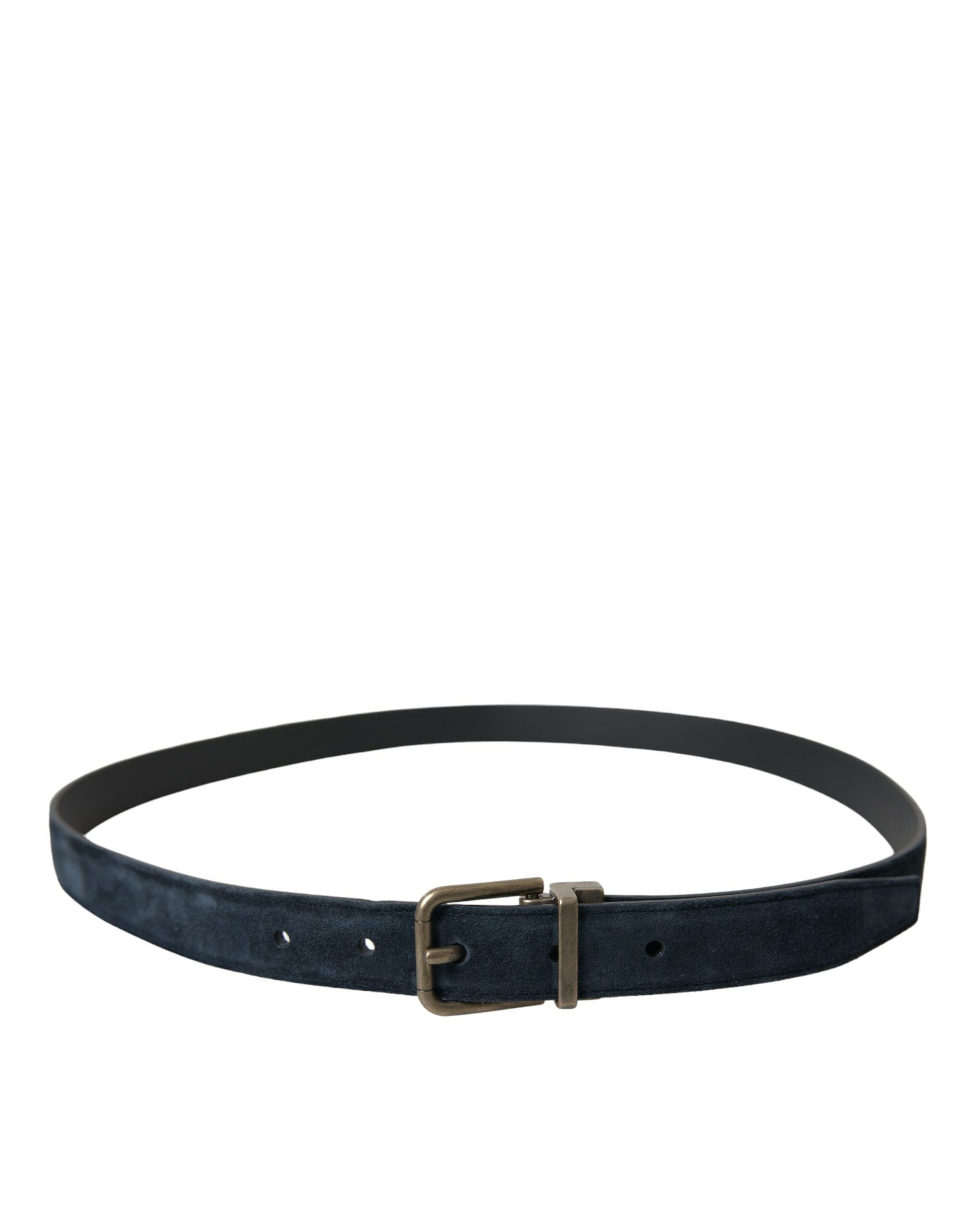 Blue Suede Leather Gold Metal Buckle Belt - ventzia
