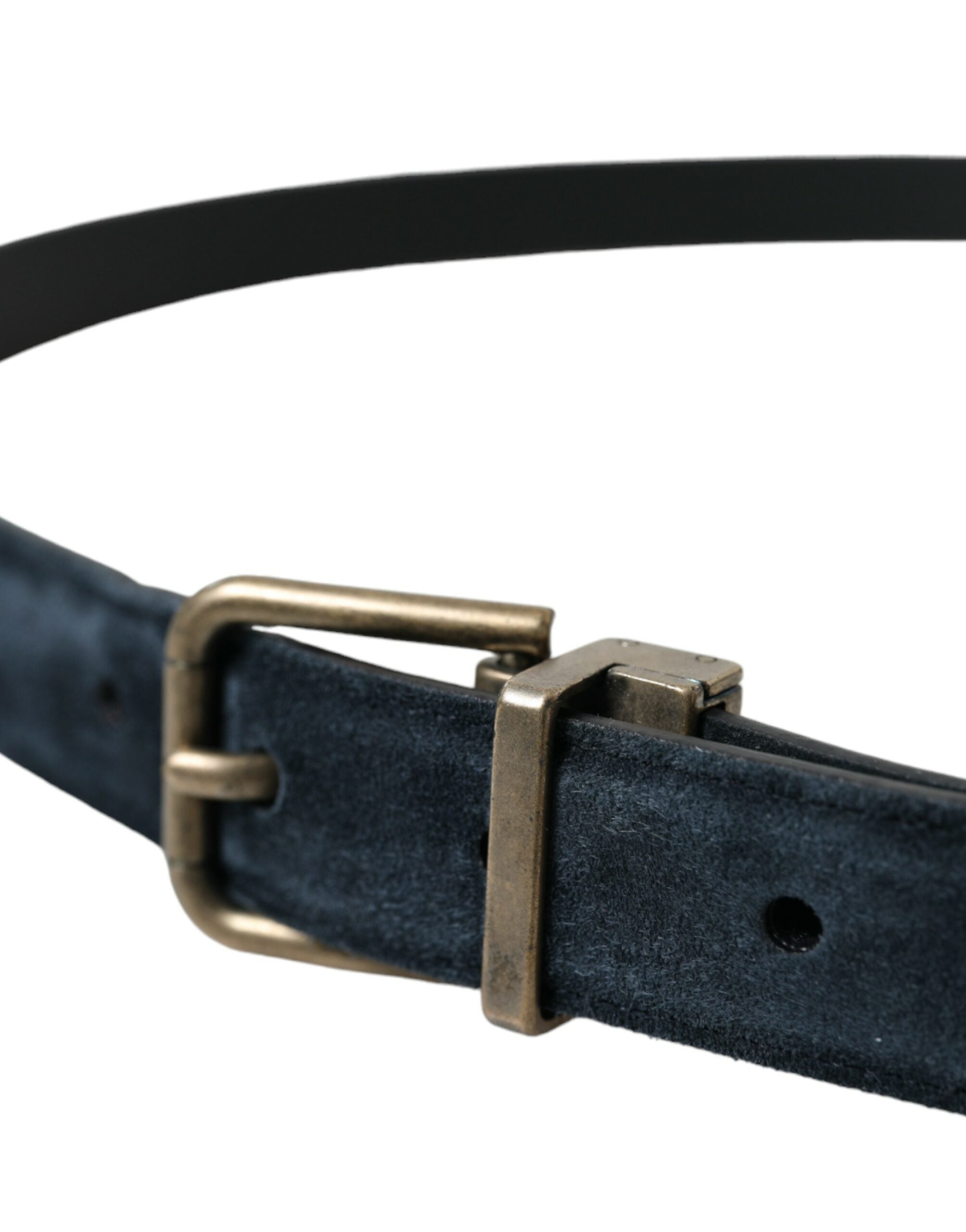 Blue Suede Leather Gold Metal Buckle Belt - ventzia