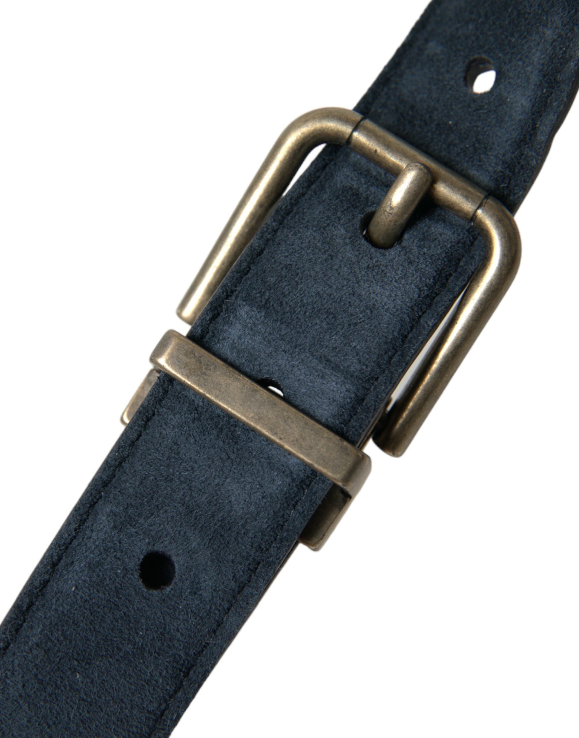 Blue Suede Leather Gold Metal Buckle Belt - ventzia