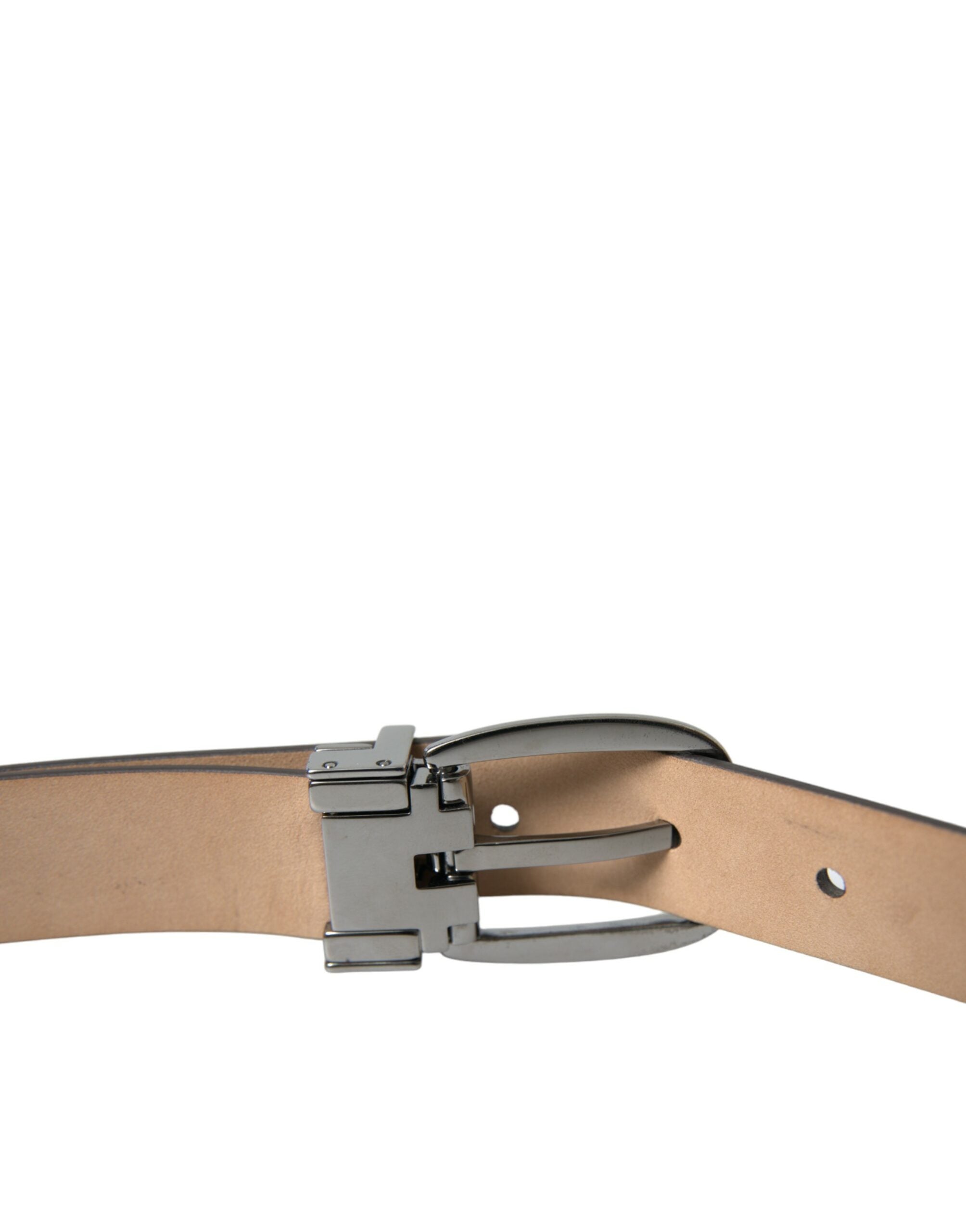 Dark Brown Leather Silver Metal Buckle Belt - ventzia