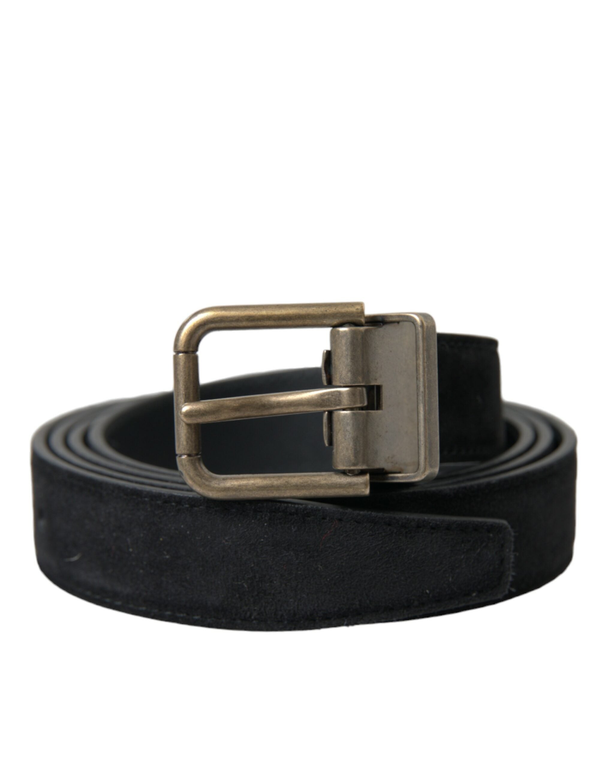 Black Suede Leather Gold Metal Buckle Belt - ventzia