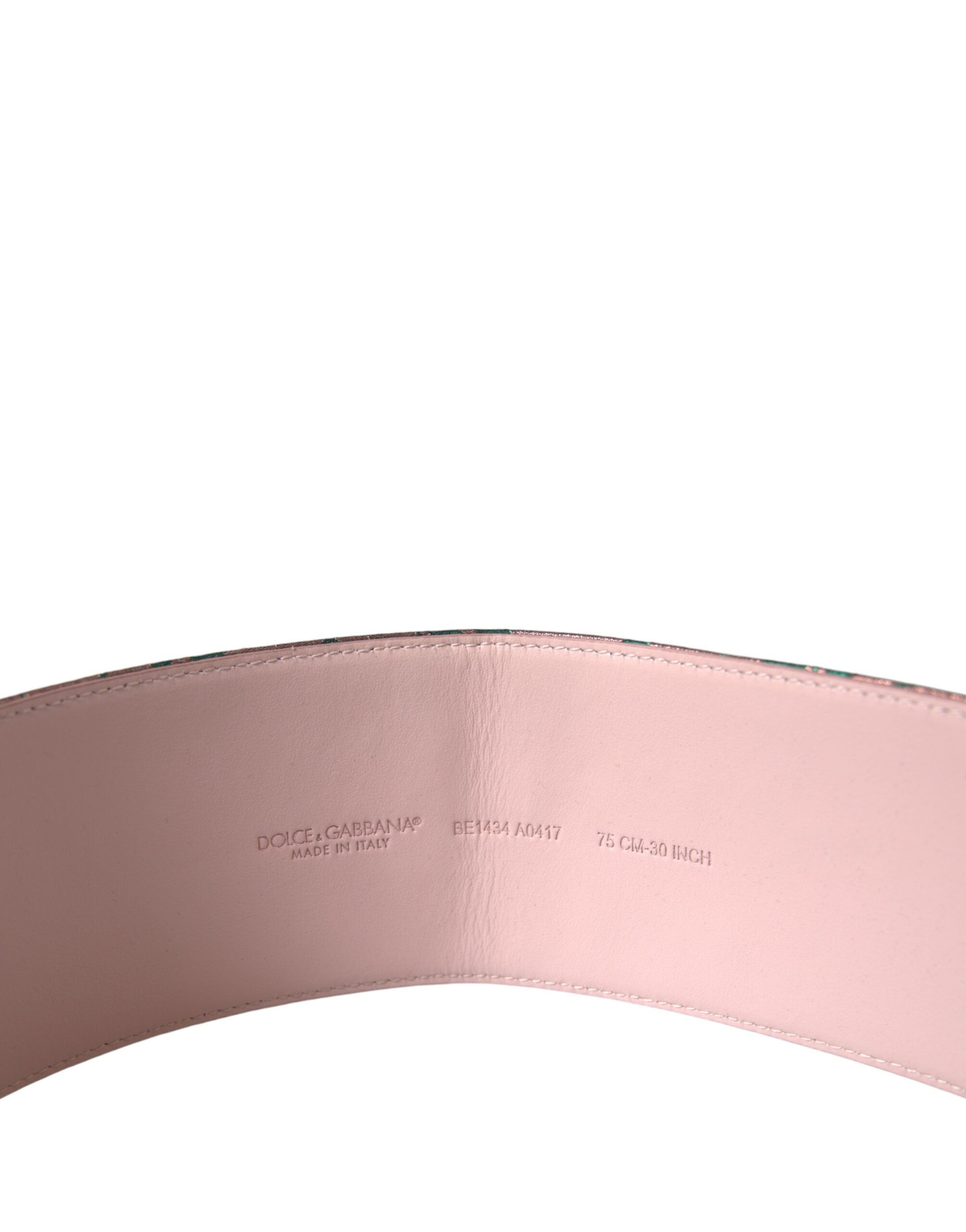 Multicolor Floral Jacquard Lurex Gold Buckle Belt - ventzia