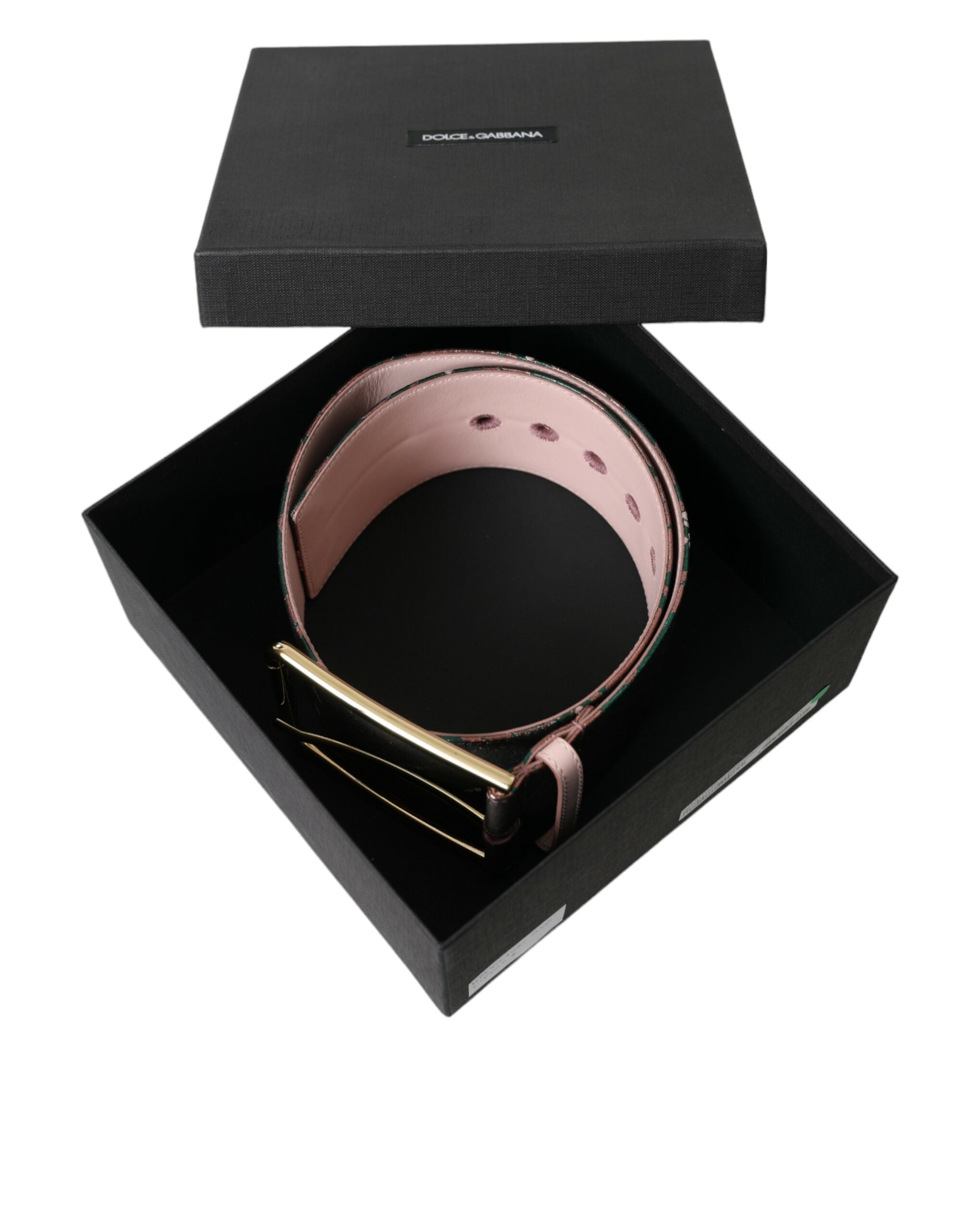 Multicolor Floral Jacquard Lurex Gold Buckle Belt - ventzia
