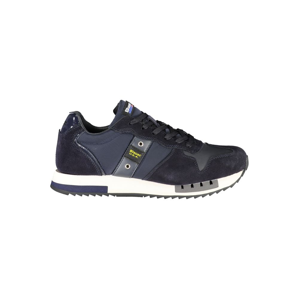 Contrast Lace-Up Sports Sneakers in Blue - ventzia