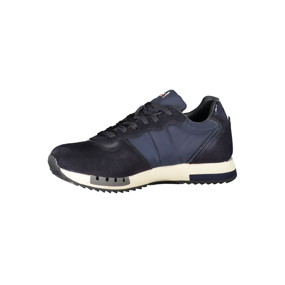 Contrast Lace-Up Sports Sneakers in Blue - ventzia