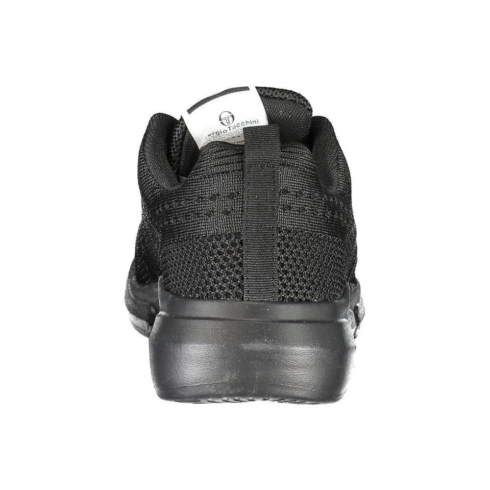 Sleek Black Lace-up Sneakers with Contrast Detailing - ventzia