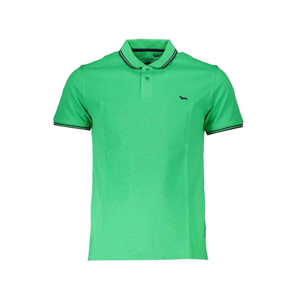 Chic Green Cotton Polo with Contrast Detailing - ventzia