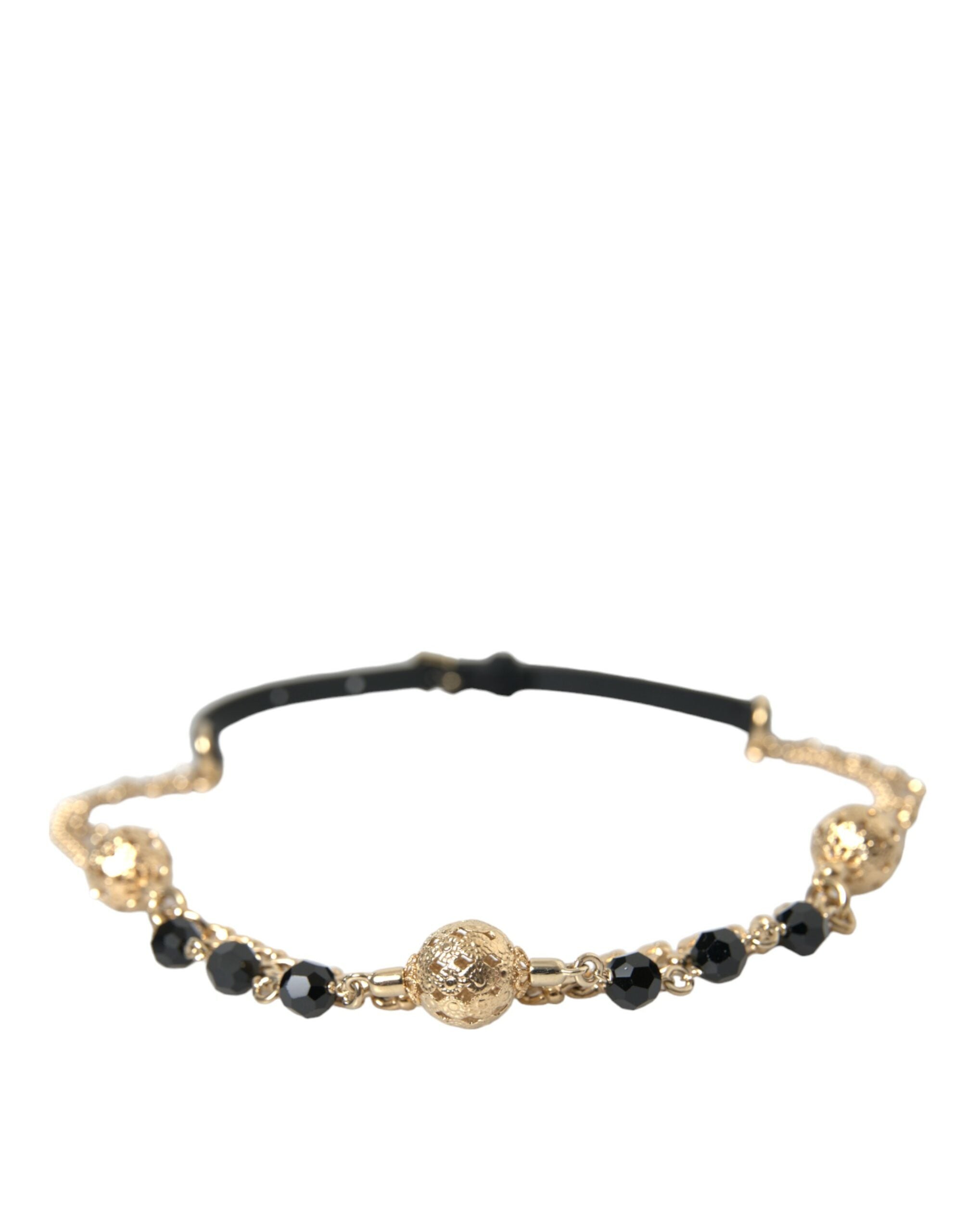 Black Suede Gold Chain Crystal Waist Belt - ventzia