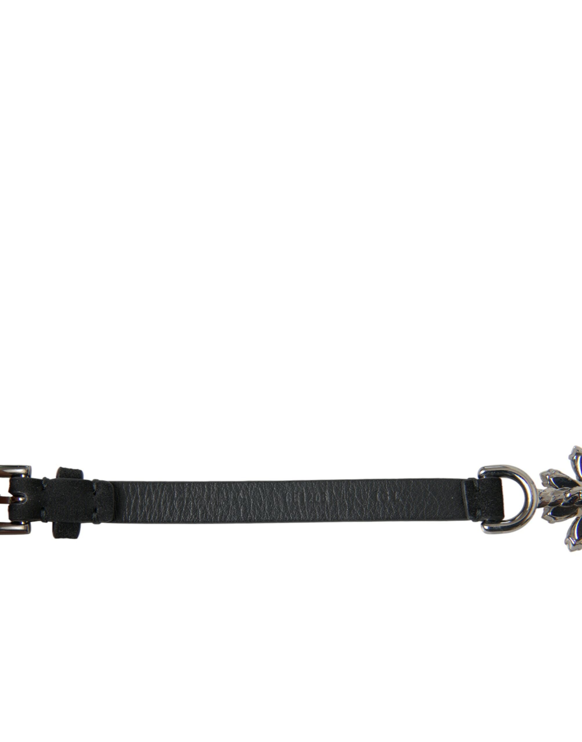 Black Daisy Crystal Dauphine Waist Belt - ventzia
