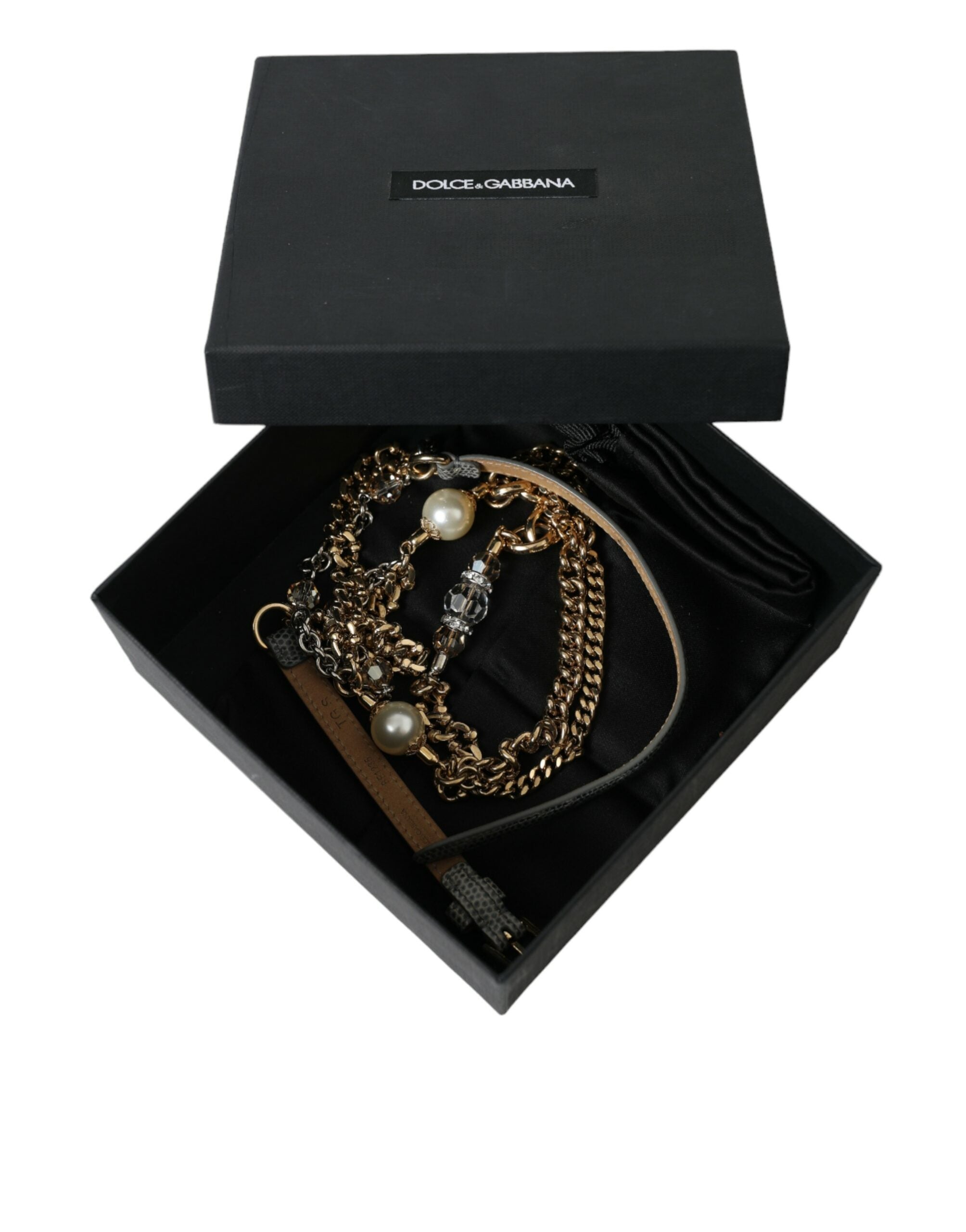 Blue Braided Gold Brass Chain Waist Belt - ventzia