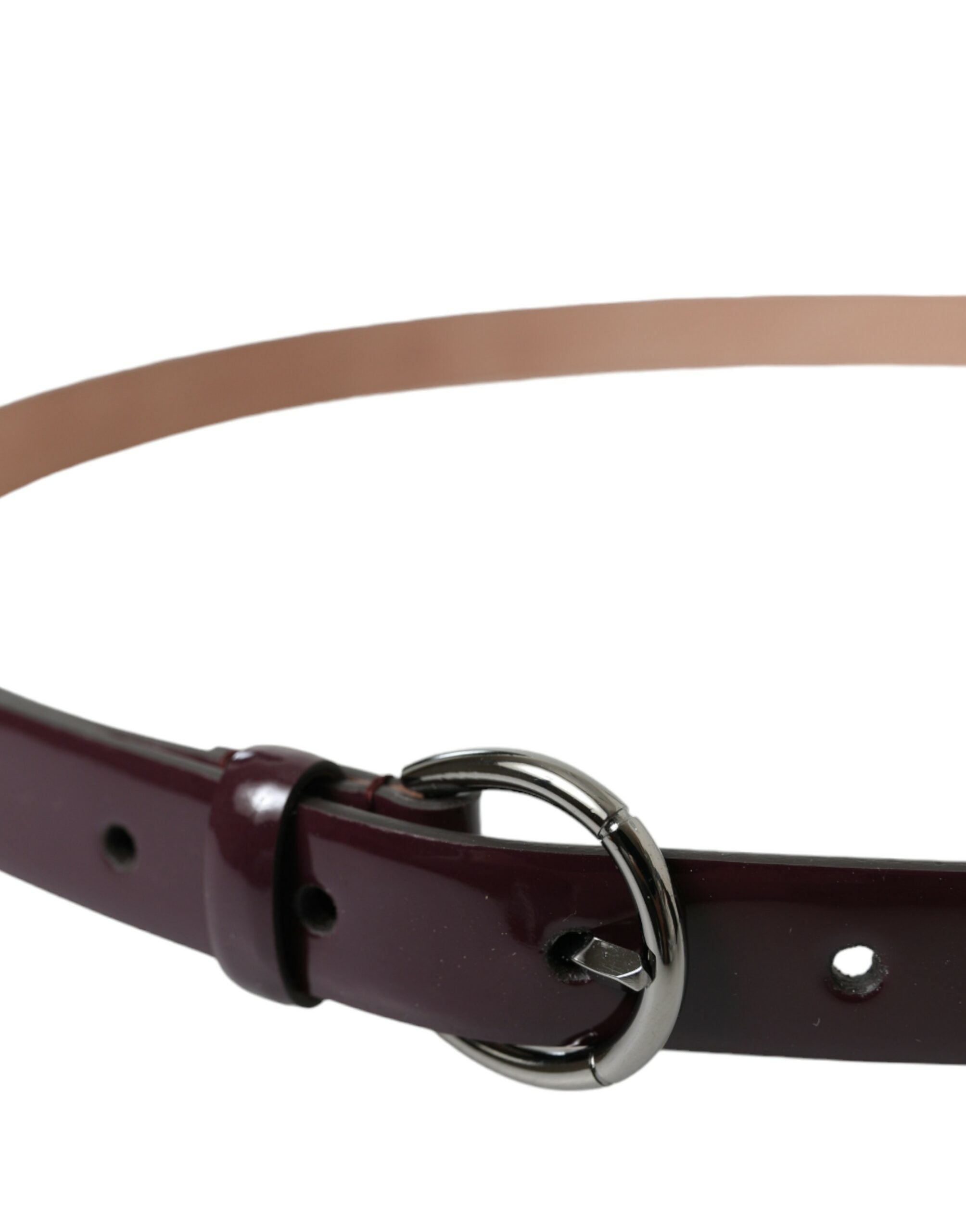 Maroon Leather Silver Metal Buckle Belt - ventzia