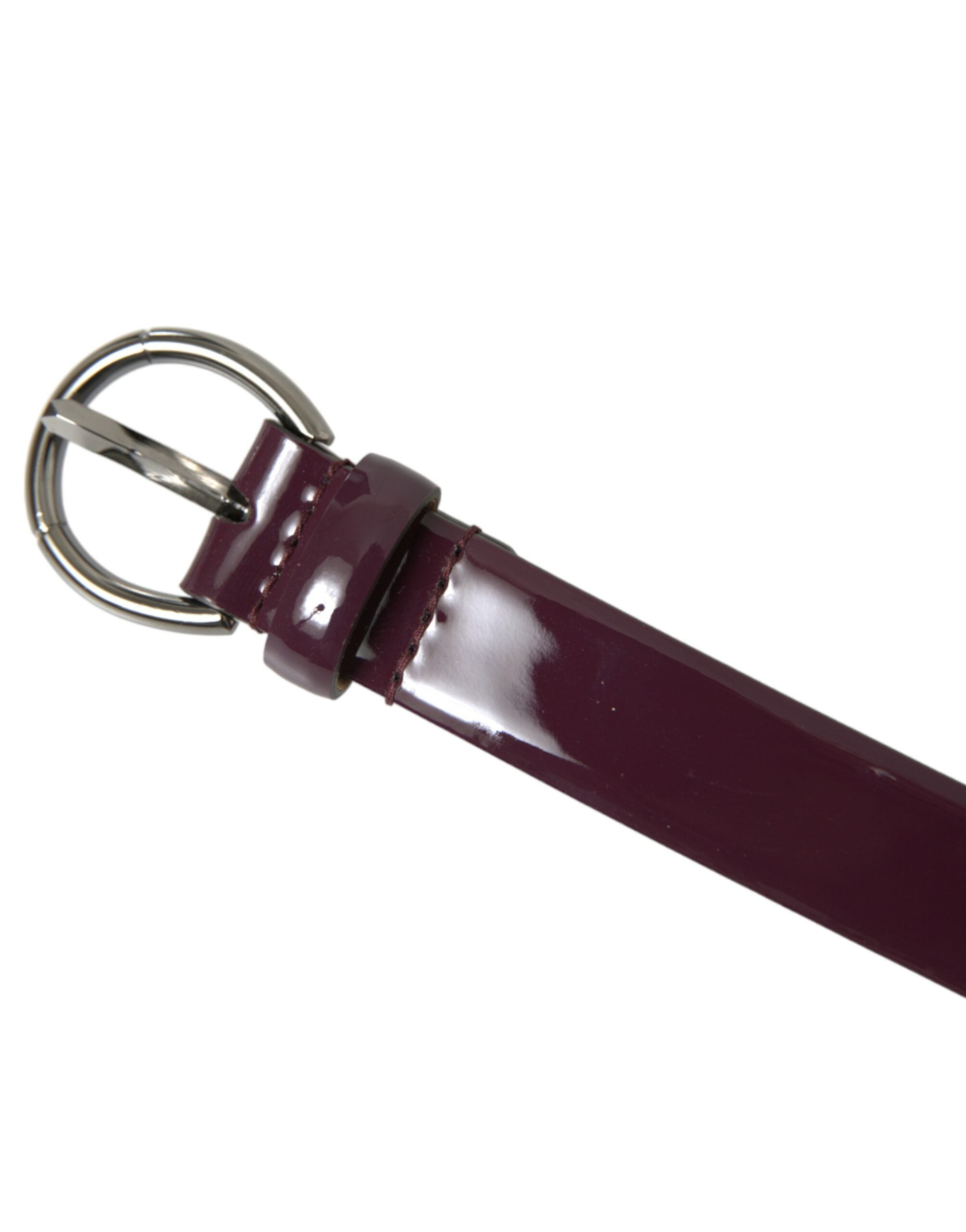 Maroon Leather Silver Metal Buckle Belt - ventzia
