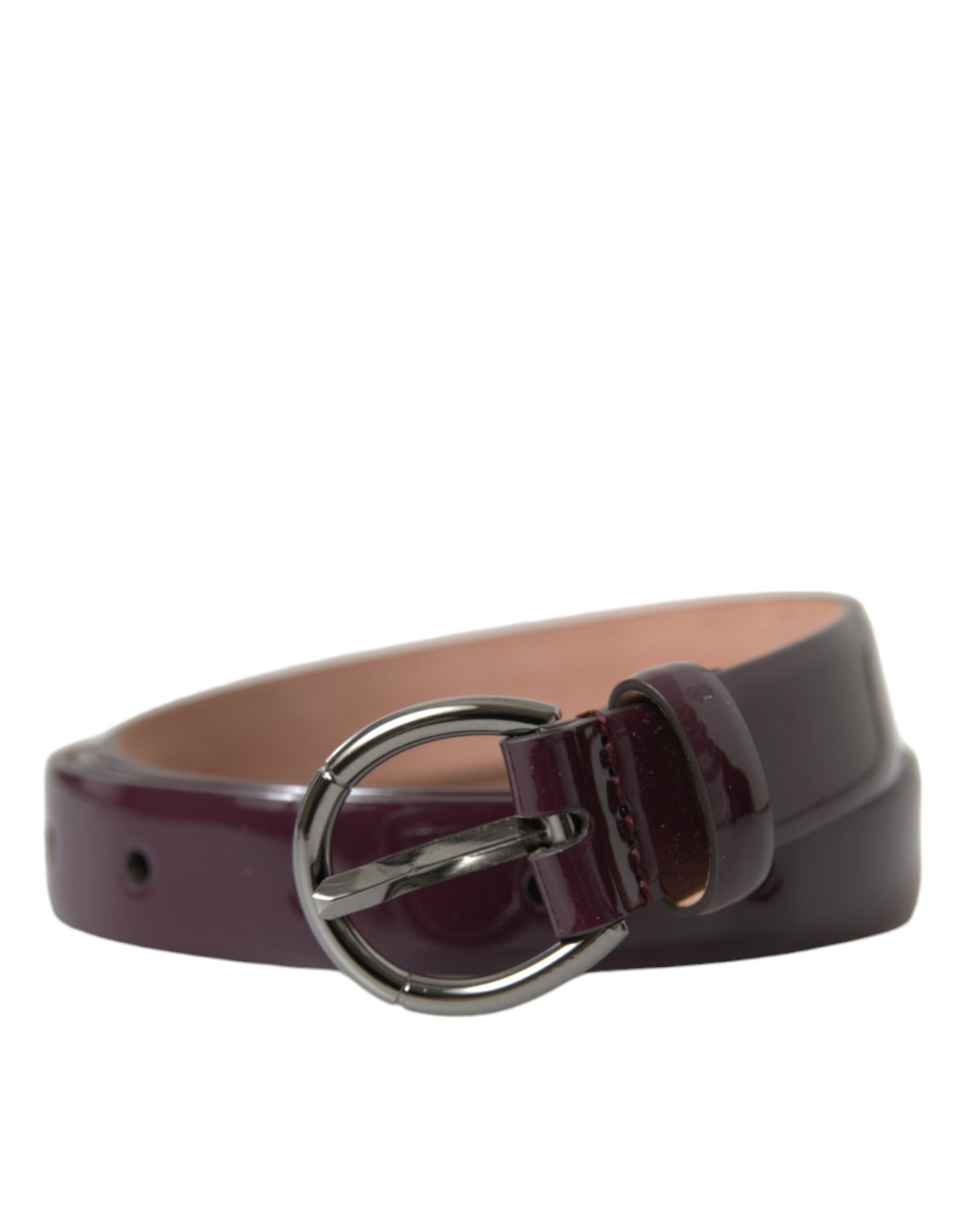 Maroon Leather Silver Metal Buckle Belt - ventzia