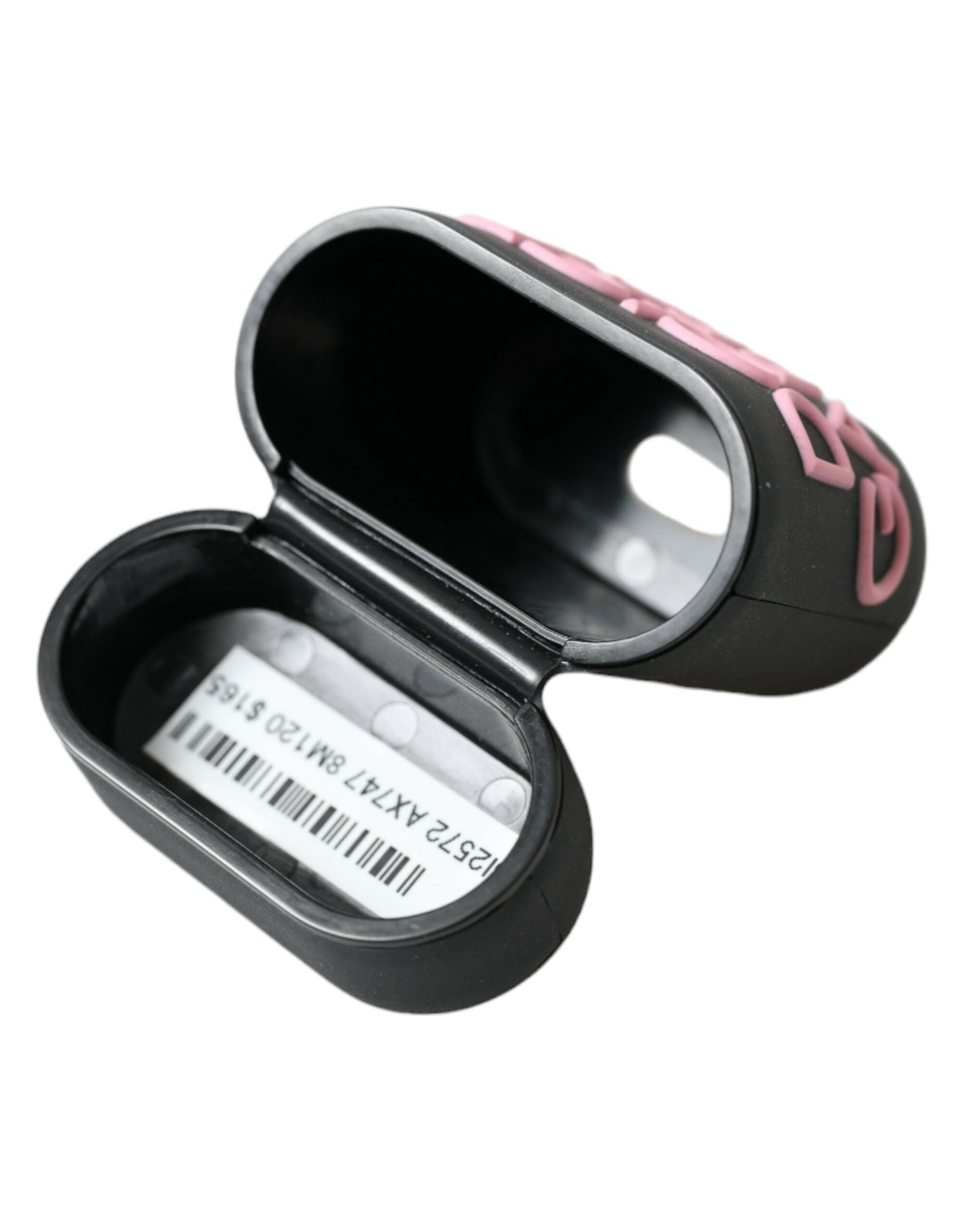 Black Pink Silicone Embossed Logo Airpods Case - ventzia