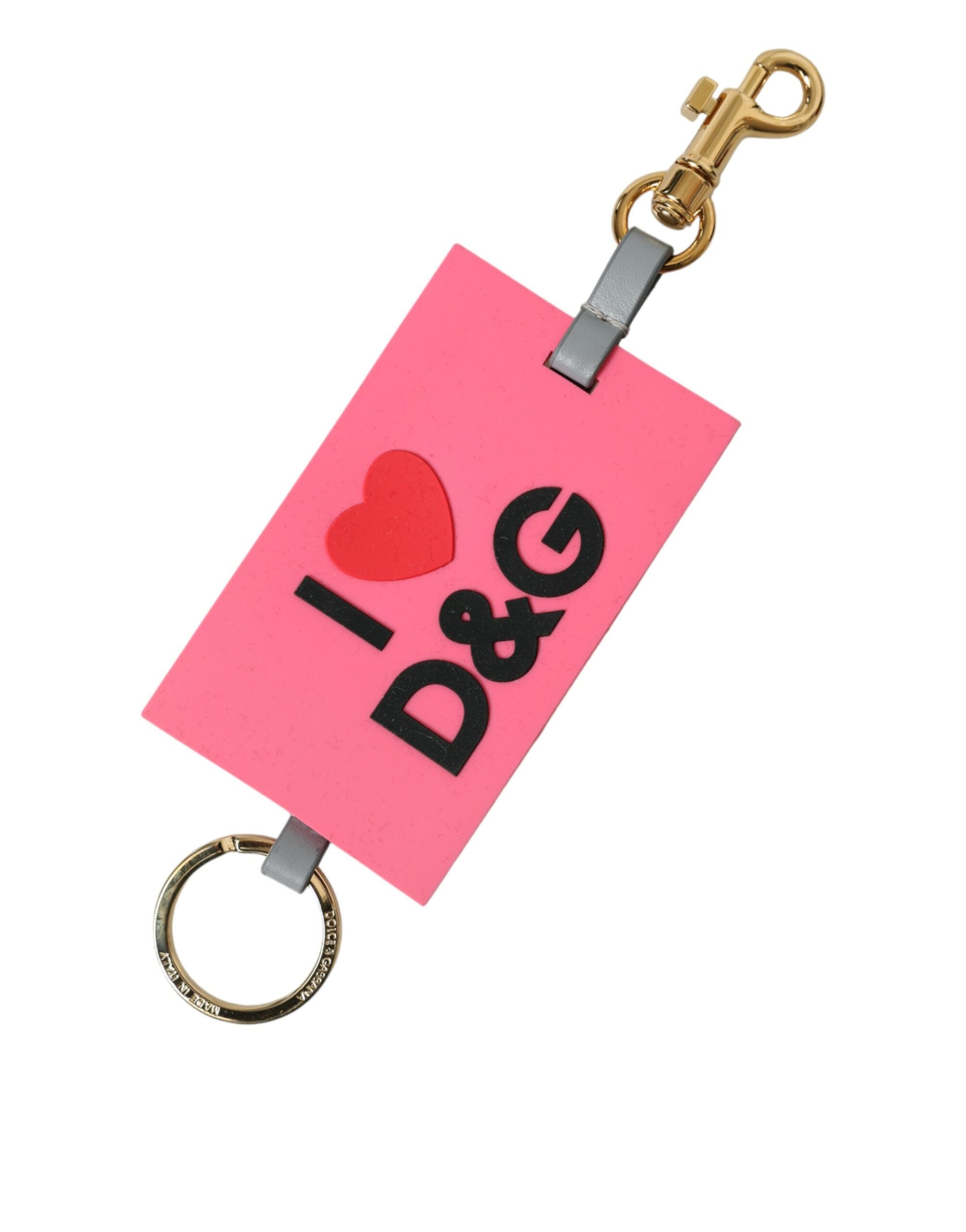 Pink Silicone DG Logo Gold Brass Keychain - ventzia