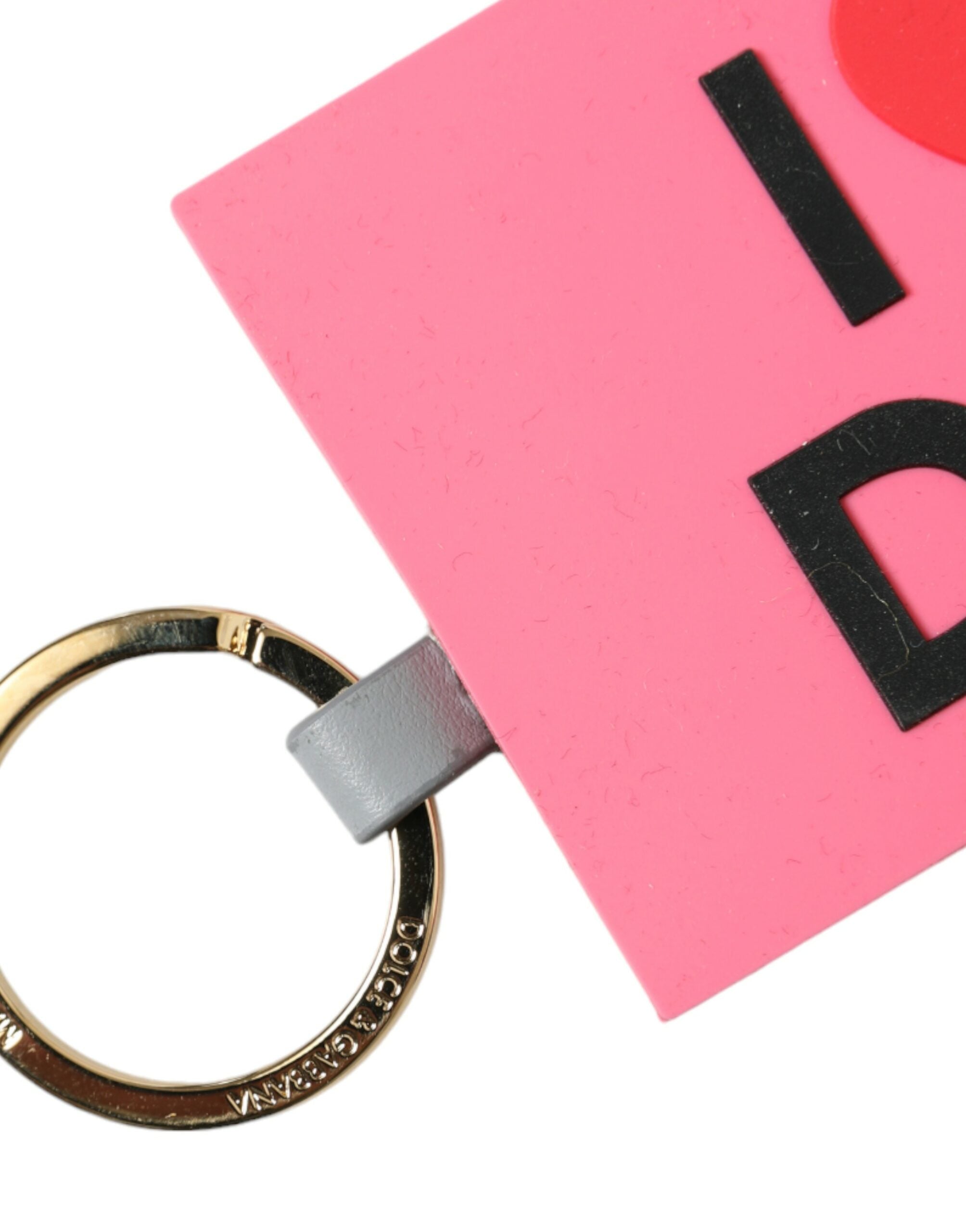 Pink Silicone DG Logo Gold Brass Keychain - ventzia