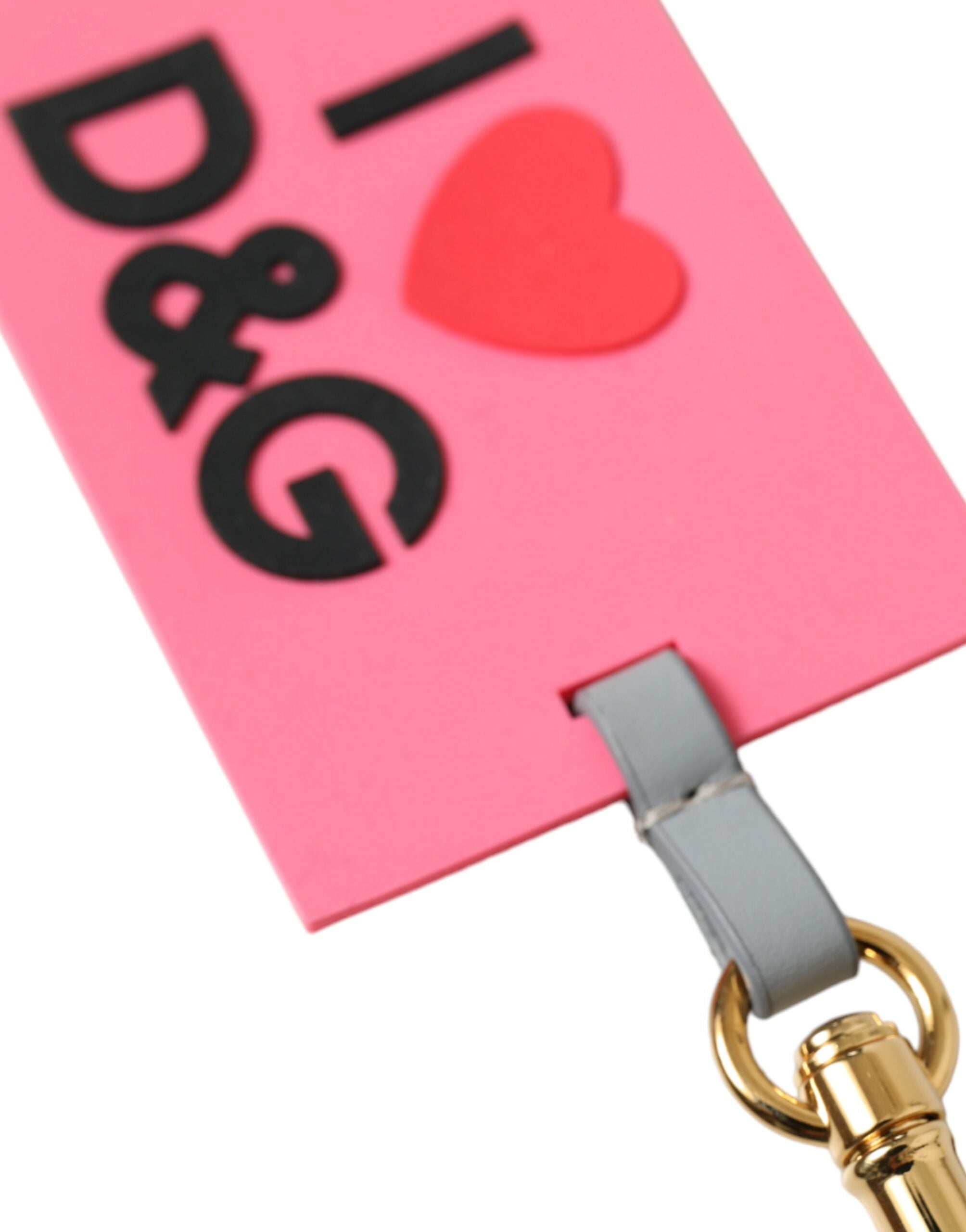 Pink Silicone DG Logo Gold Brass Keychain - ventzia