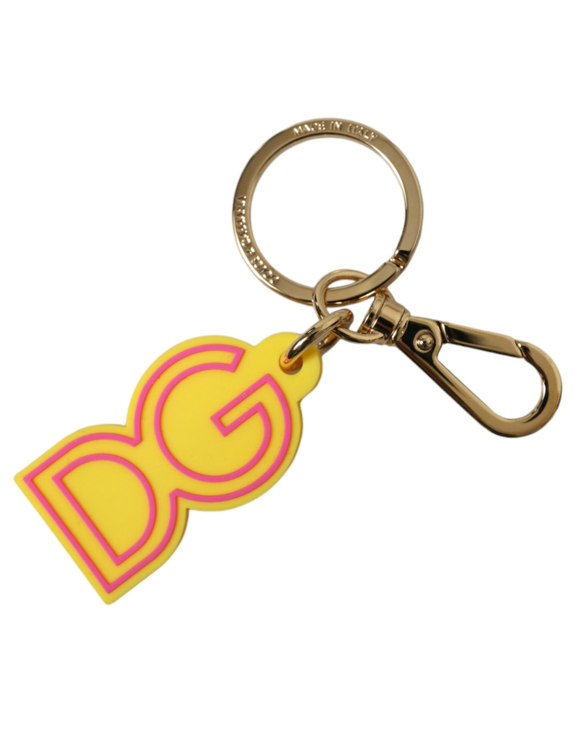 Yellow Rubber Gold Tone Metal DG Logo Keyring Keychain - ventzia