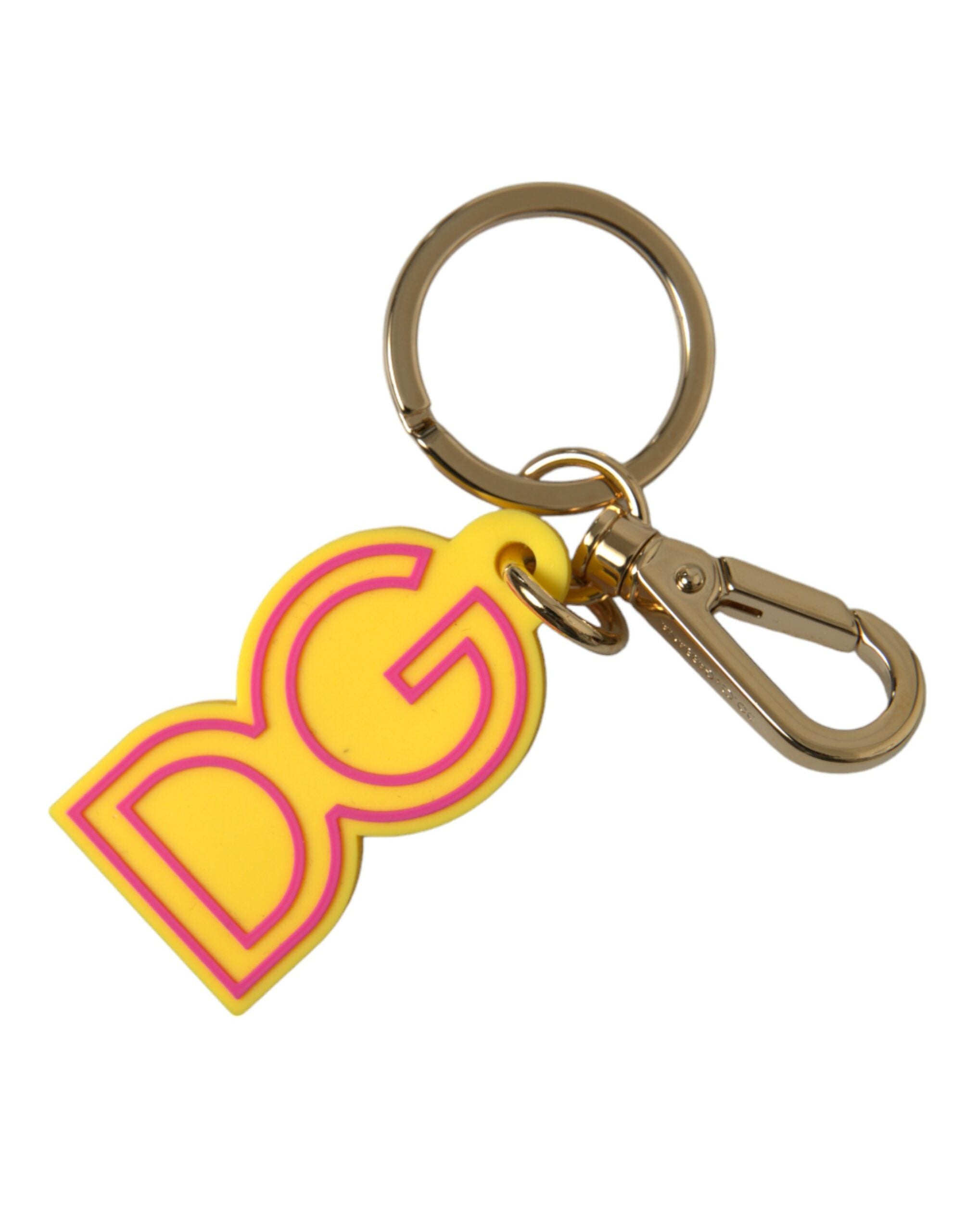 Yellow Rubber Gold Tone Metal DG Logo Keyring Keychain - ventzia
