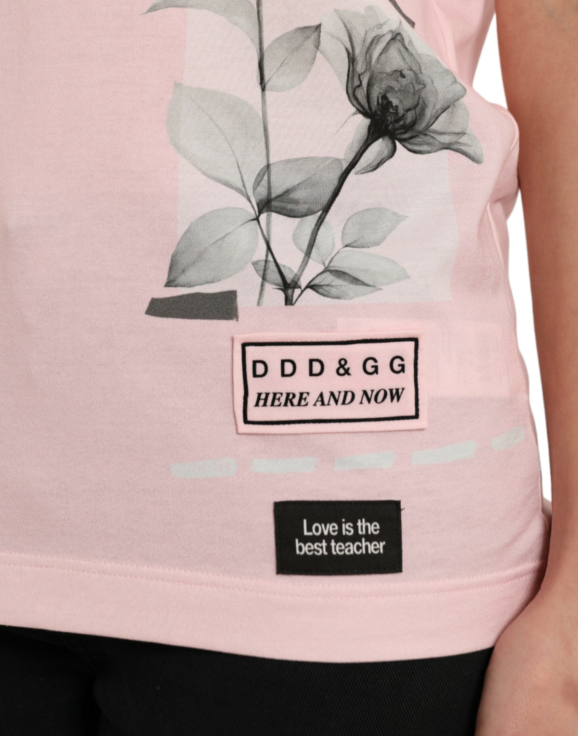 Pink Floral Print Cotton Short Sleeves T-shirt - ventzia